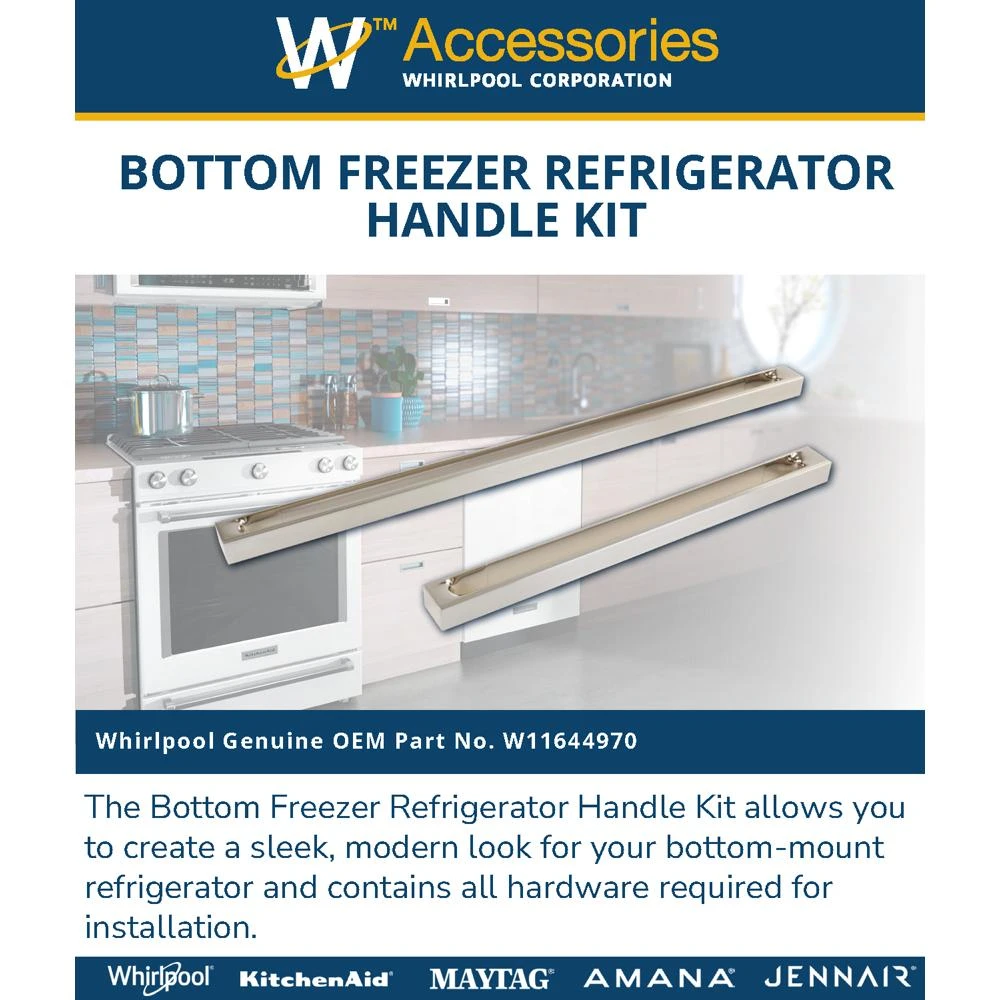 Jennair 30-in Noir Built-in Bottom Mount Freezer Refrigerator Handle Kit - Stainless Steel For Jbbfr30nmx And Jbbfl30nmx Models W11644970