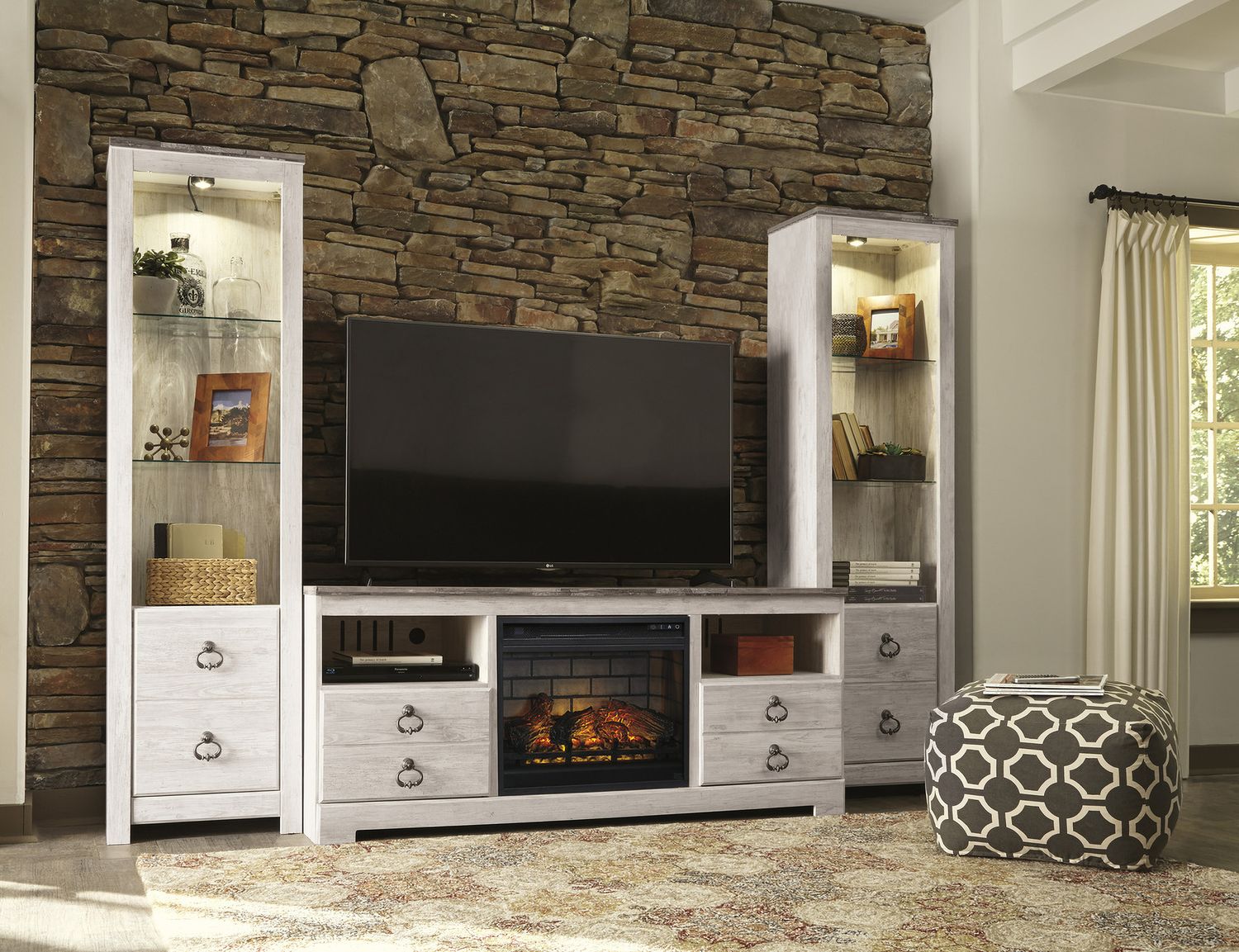 Willowton Whitewash Large TV Stand W26768