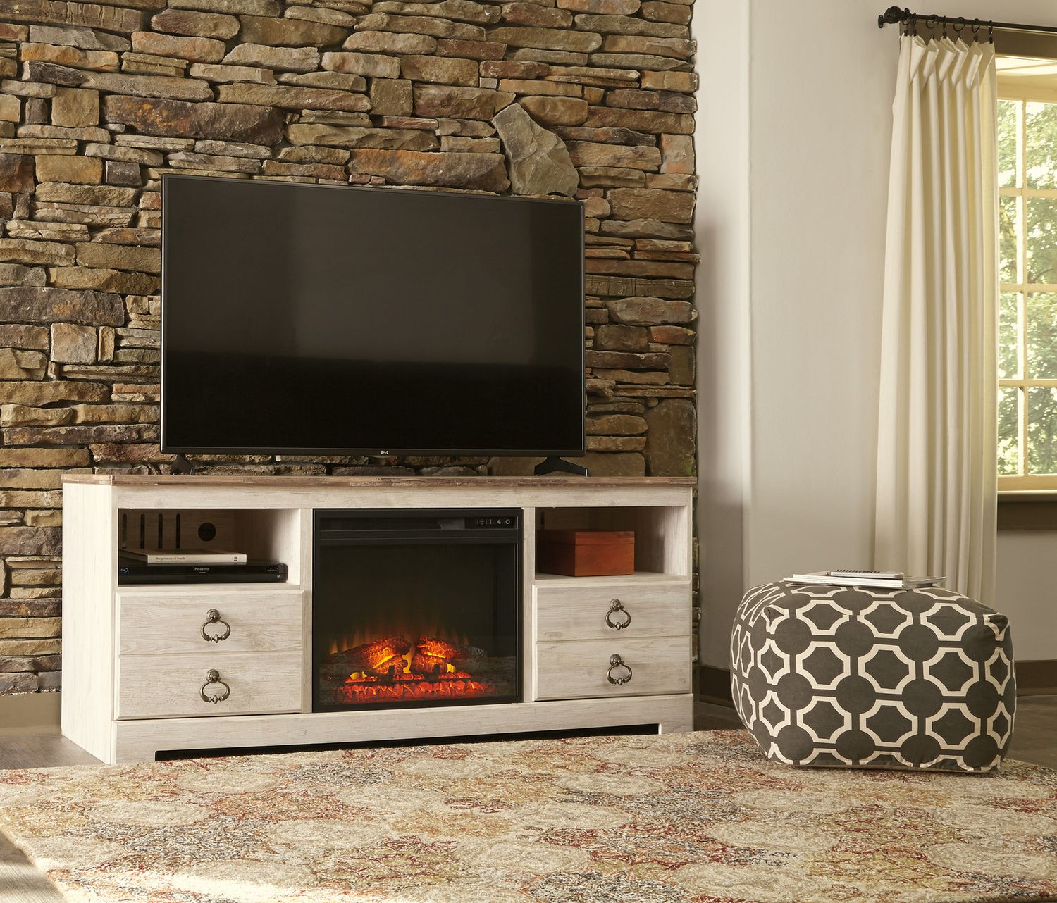 Willowton Whitewash Large TV Stand W26768