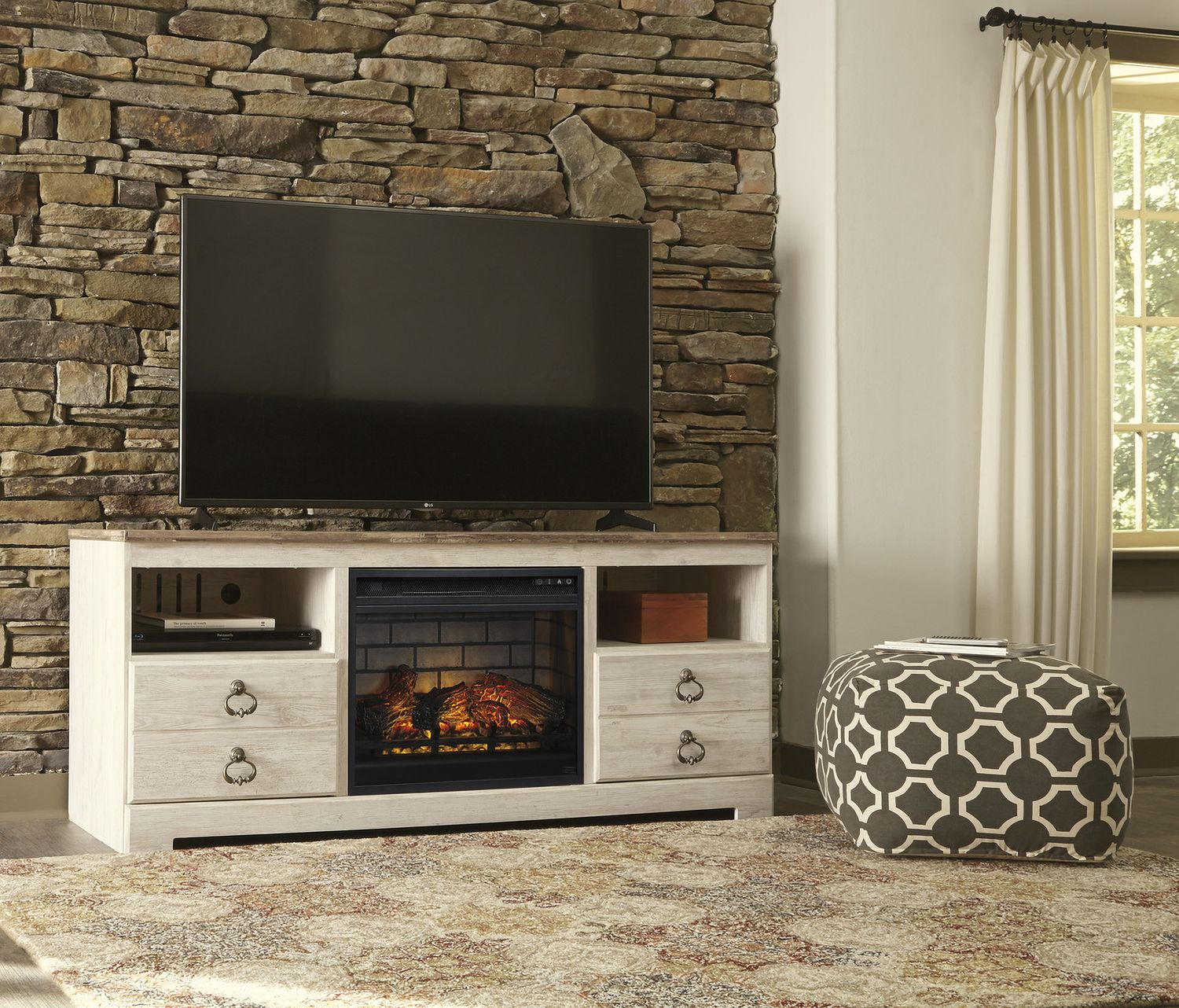Willowton Whitewash Large TV Stand W26768