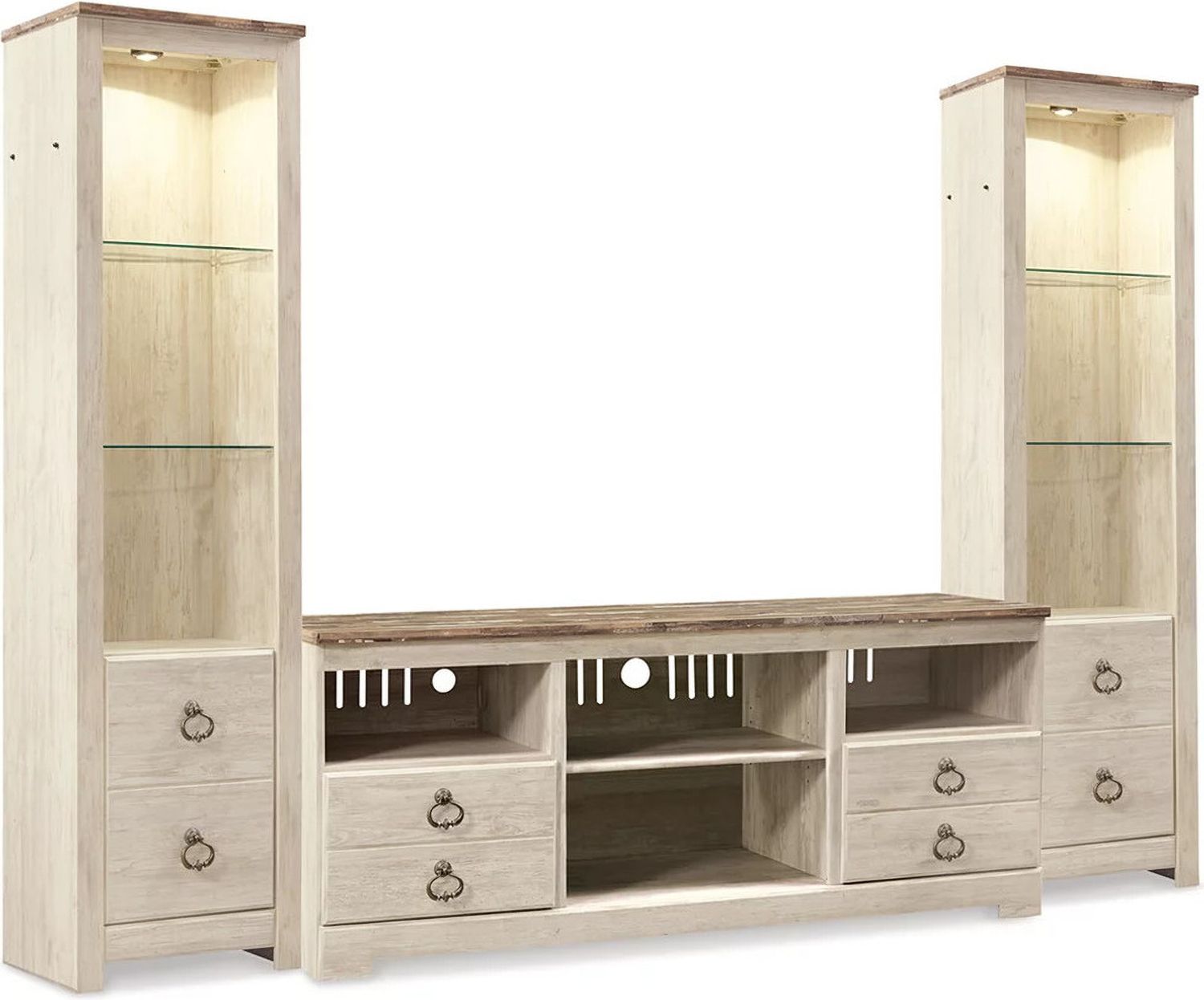 Willowton 3-Piece Entertainment Center In White Wash W267W16