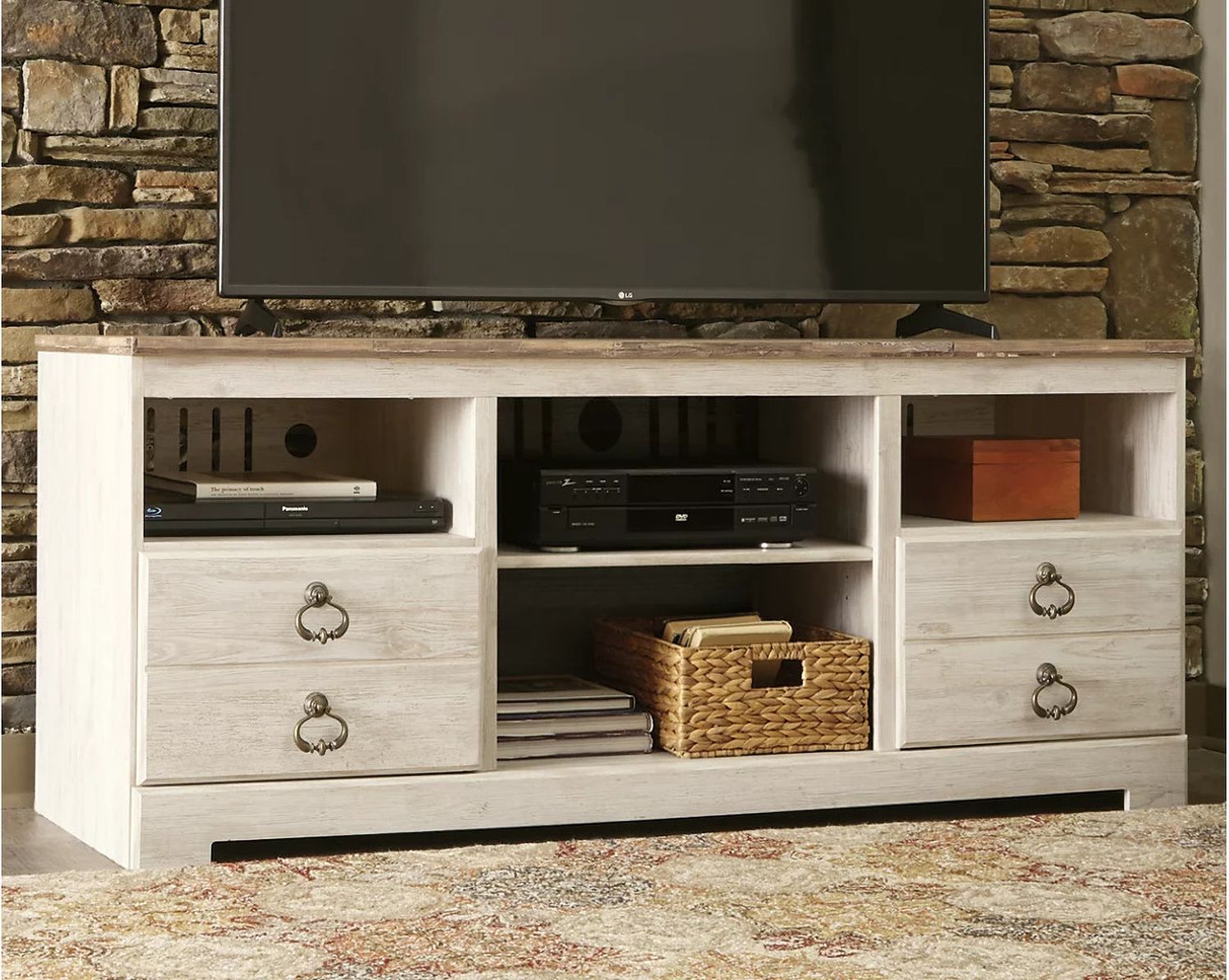 Willowton 3-Piece Entertainment Center In White Wash W267W16