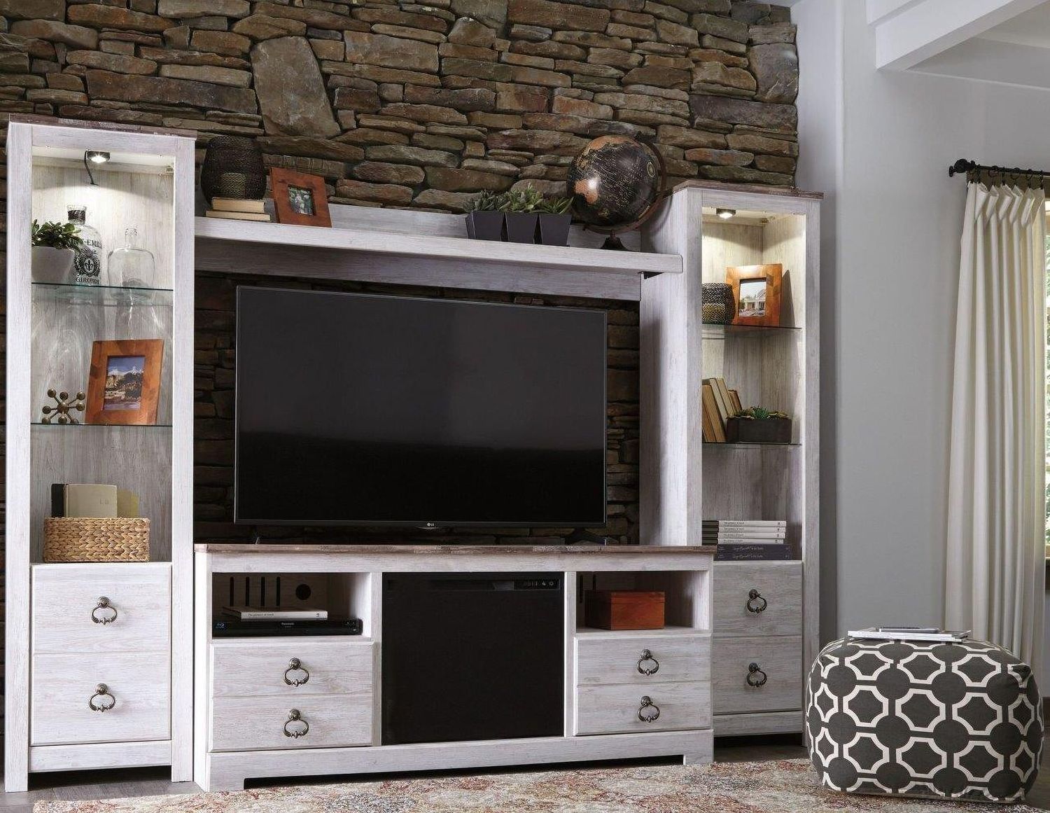 Willowton Whitewash Entertainment Wall W267W3