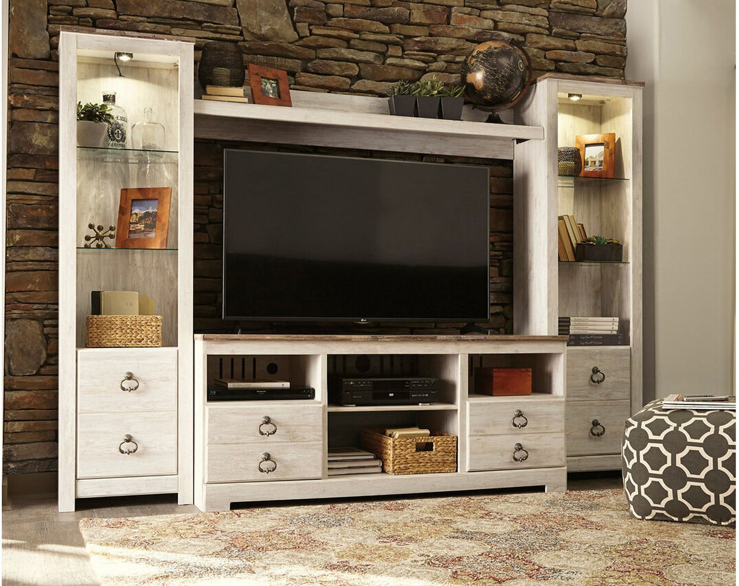Willowton Whitewash Entertainment Wall W267W3