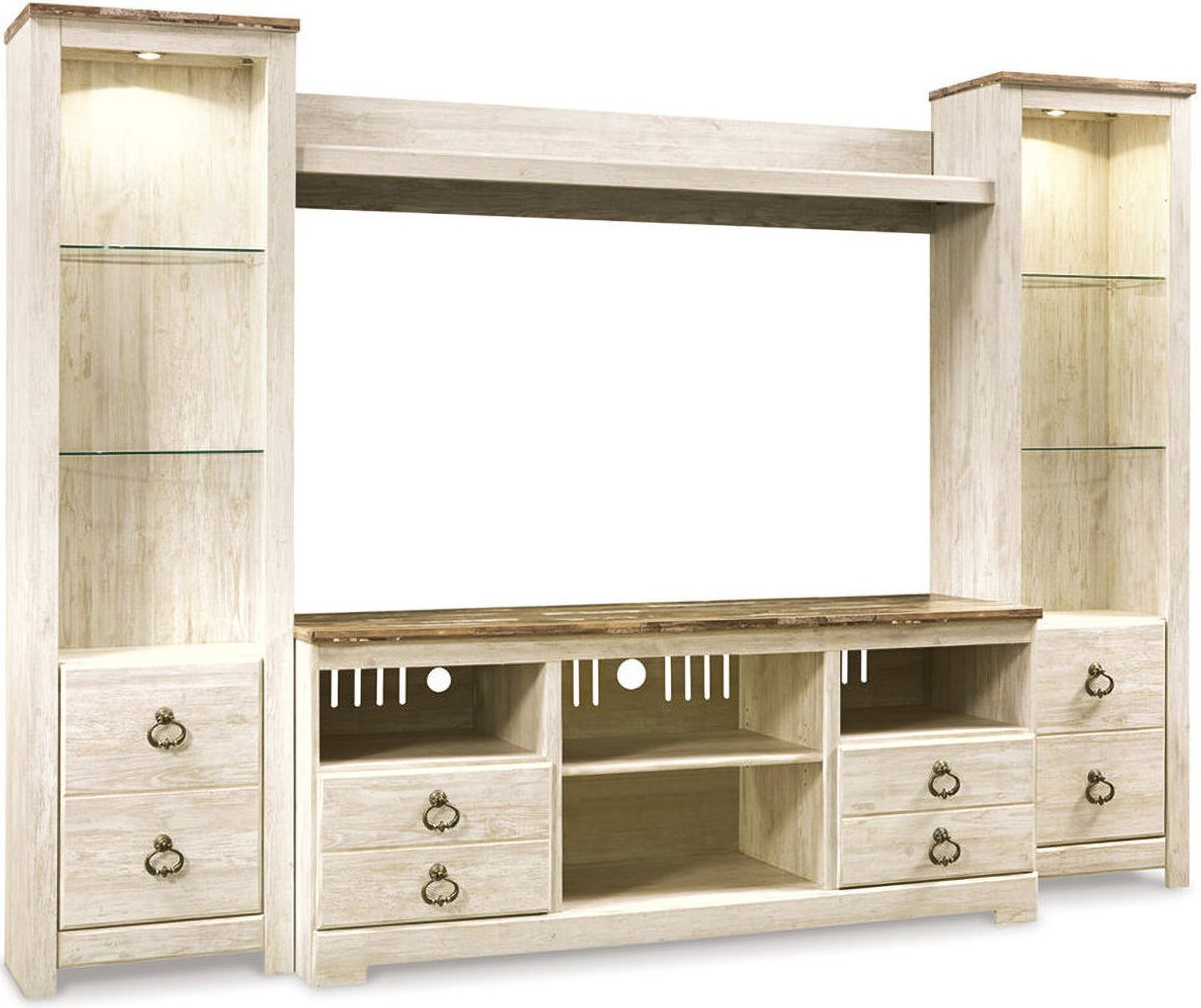 Willowton Whitewash Entertainment Wall W267W3