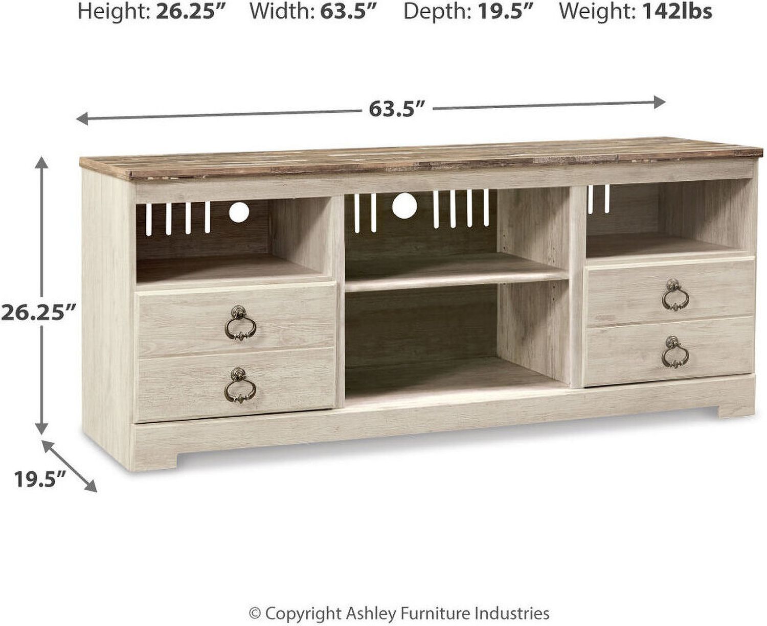 Willowton Whitewash Entertainment Wall W267W3