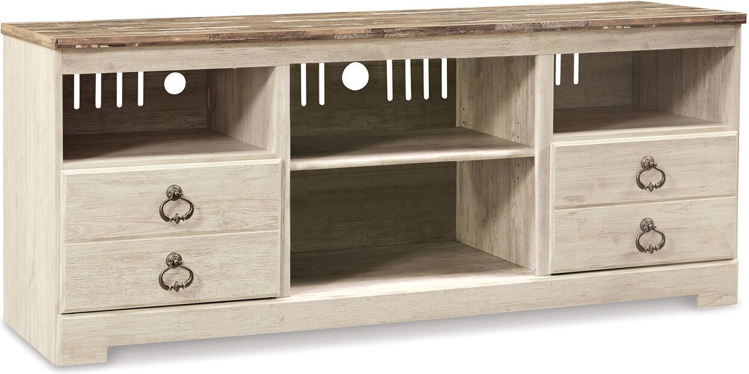 Willowton Whitewash 64" TV Stand with Electric Fireplace W267W8