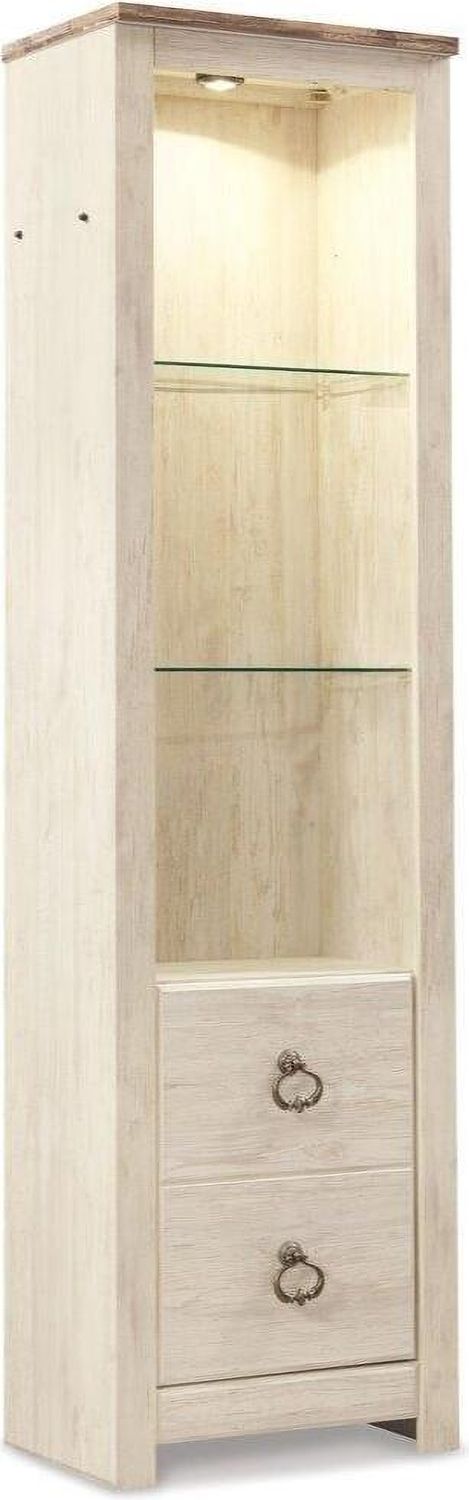 Willowton 4-Piece Entertainment Center with Electric Fireplace In White Wash W267W9