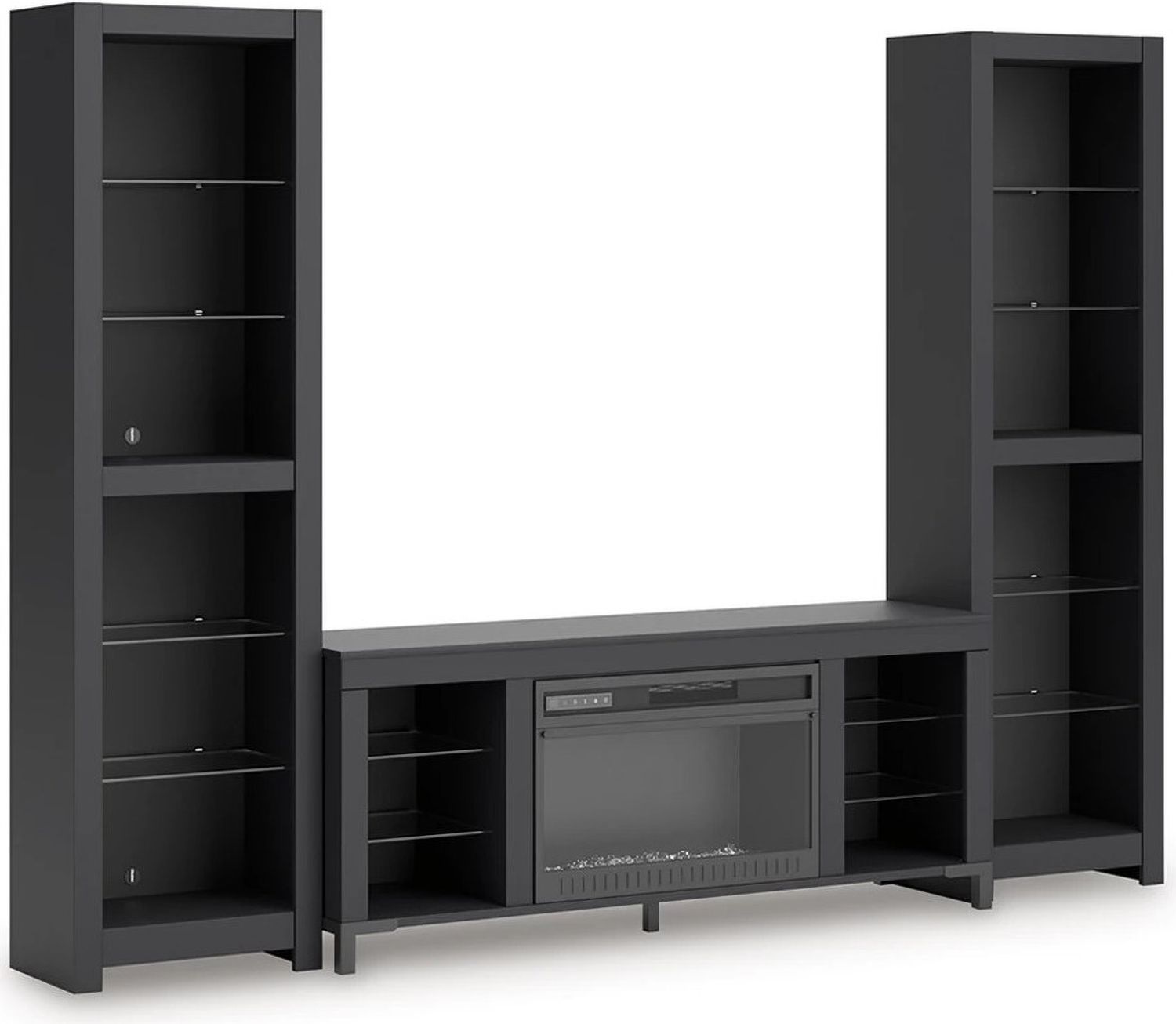 Cayberry 3-Piece Entertainment Center with Electric Fireplace In Black W2721W2