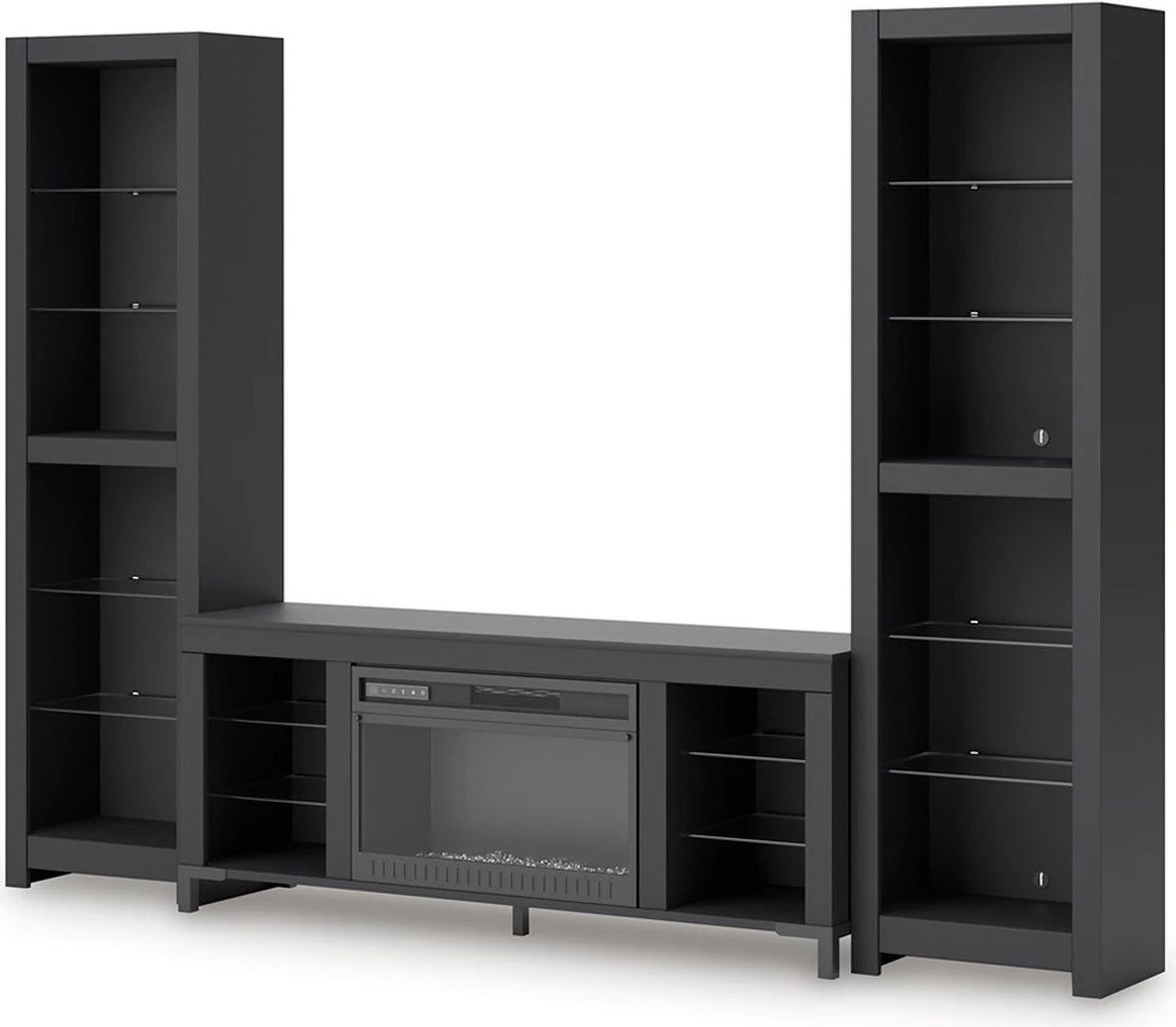 Cayberry 3-Piece Entertainment Center with Electric Fireplace In Black W2721W2