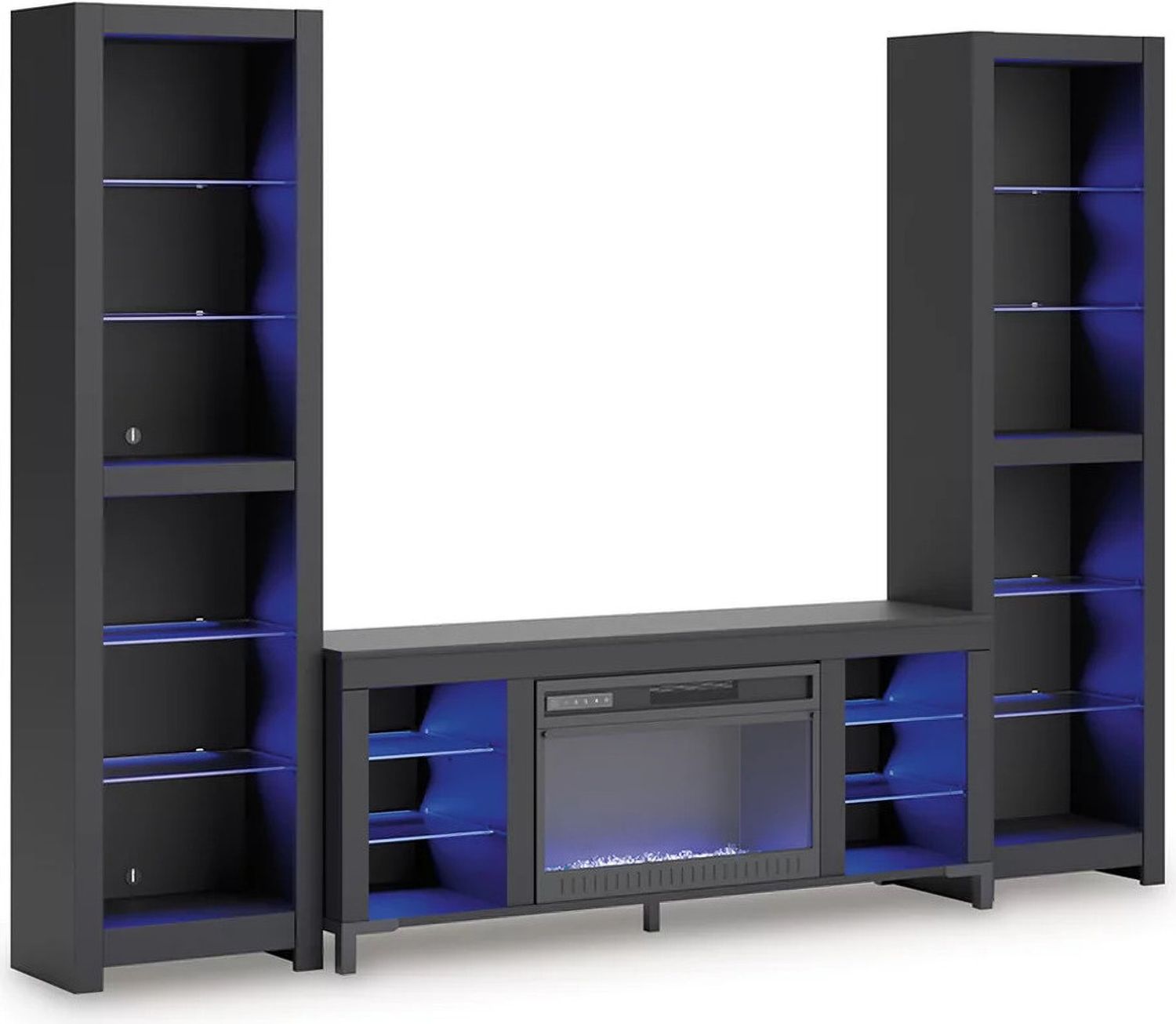 Cayberry 3-Piece Entertainment Center with Electric Fireplace In Black W2721W2