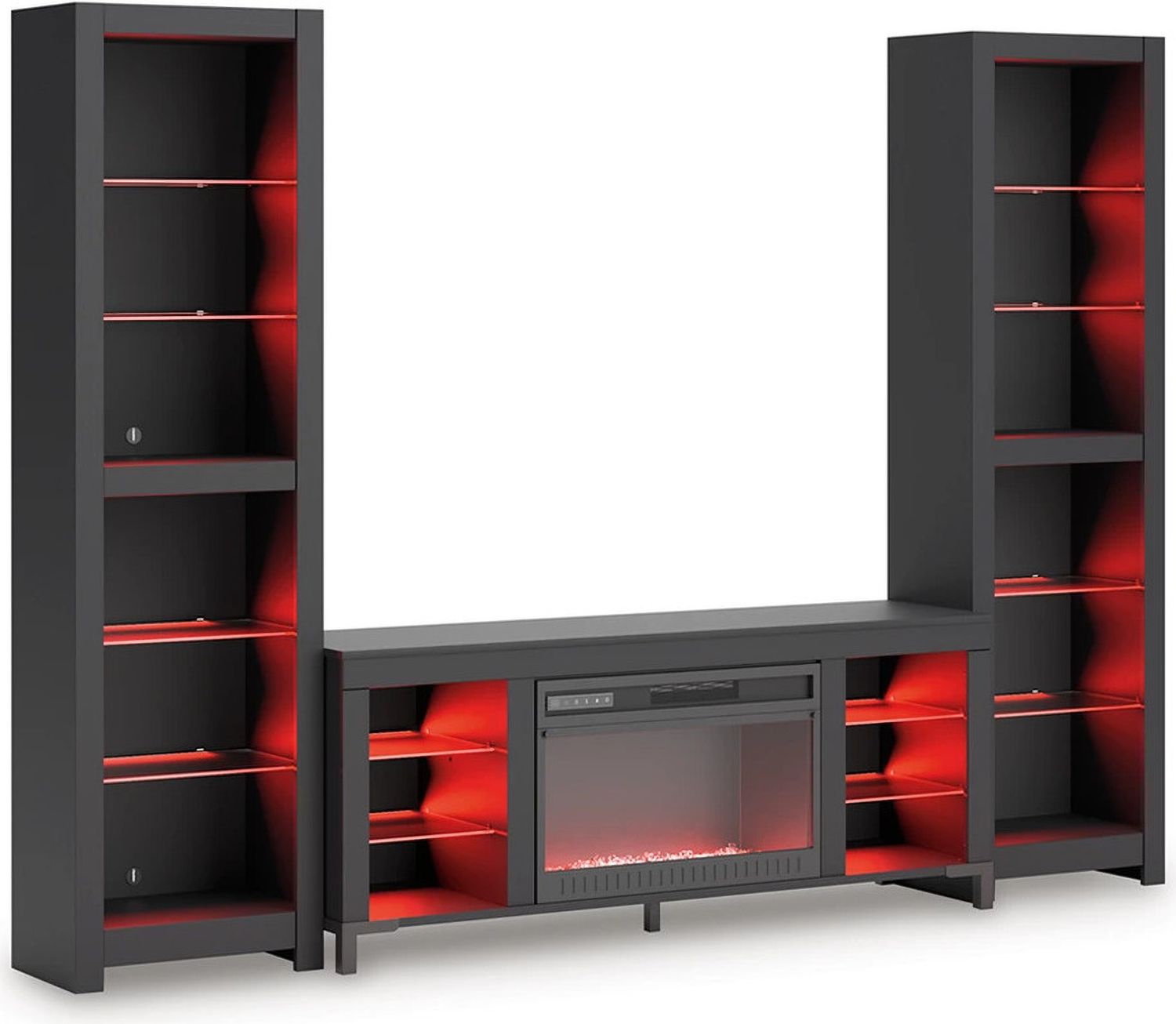 Cayberry 3-Piece Entertainment Center with Electric Fireplace In Black W2721W2