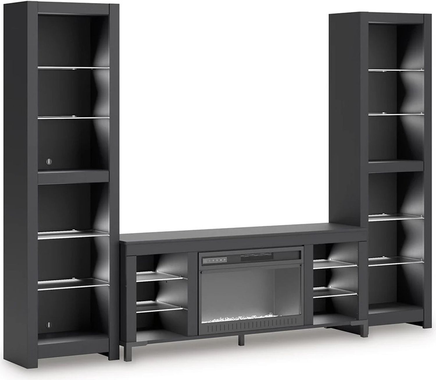 Cayberry 3-Piece Entertainment Center with Electric Fireplace In Black W2721W2
