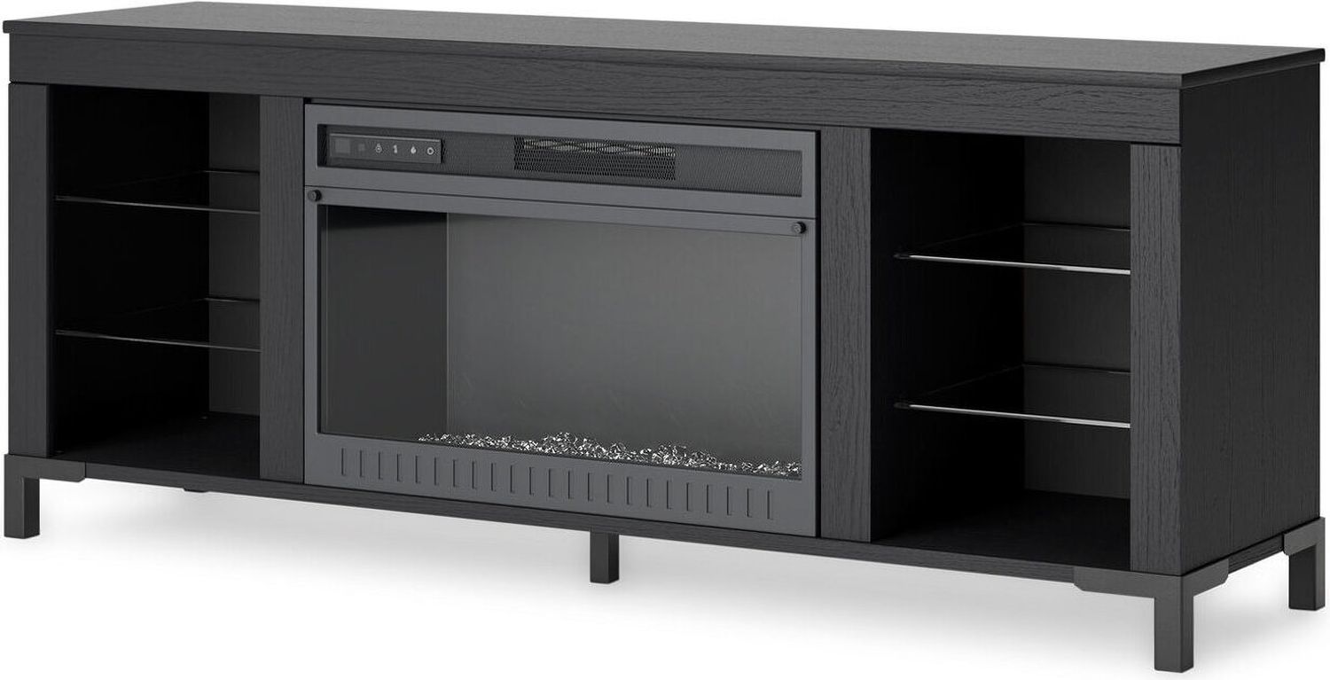 Cayberry 3-Piece Entertainment Center with Electric Fireplace In Black W2721W2