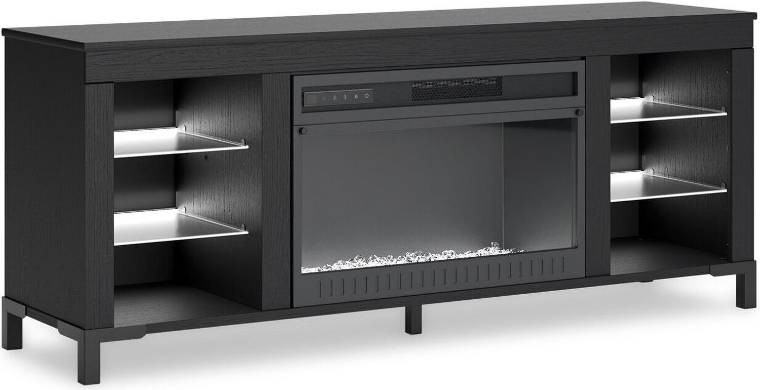 Cayberry 3-Piece Entertainment Center with Electric Fireplace In Black W2721W2