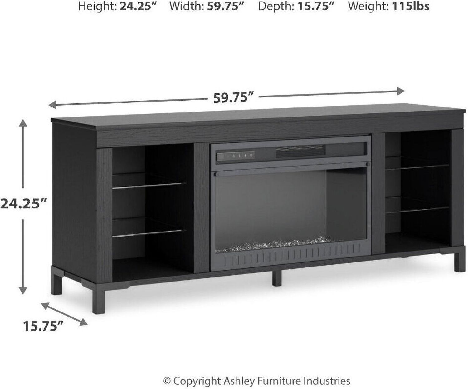 Cayberry 3-Piece Entertainment Center with Electric Fireplace In Black W2721W2