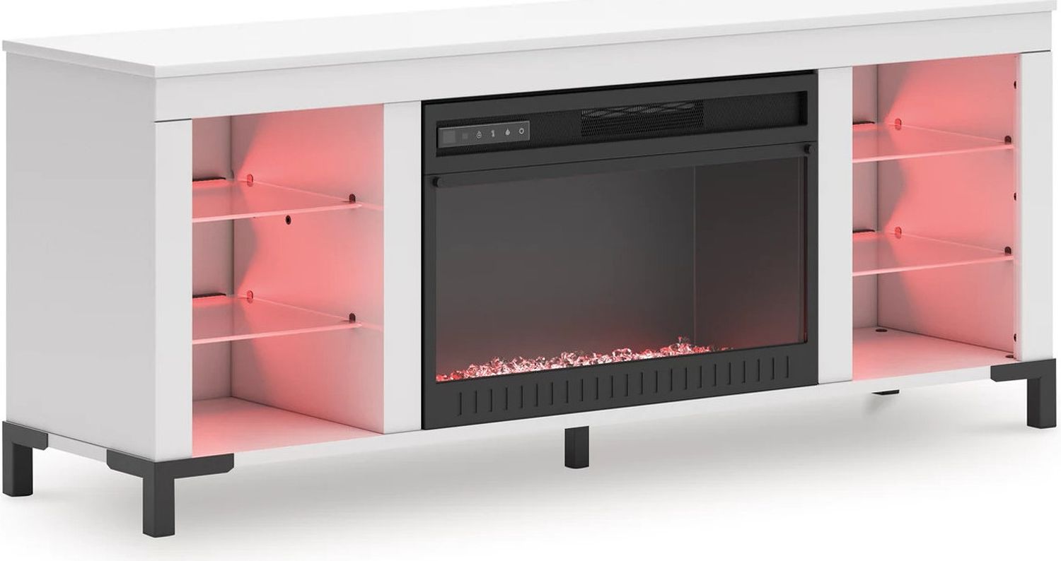 Brollevi 60 Inch TV Stand with Electric Fireplace In White W2722168