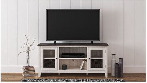 Dorrinson Antique White And Gray 60 Inch TV Stand With Electric Fireplace W287W2