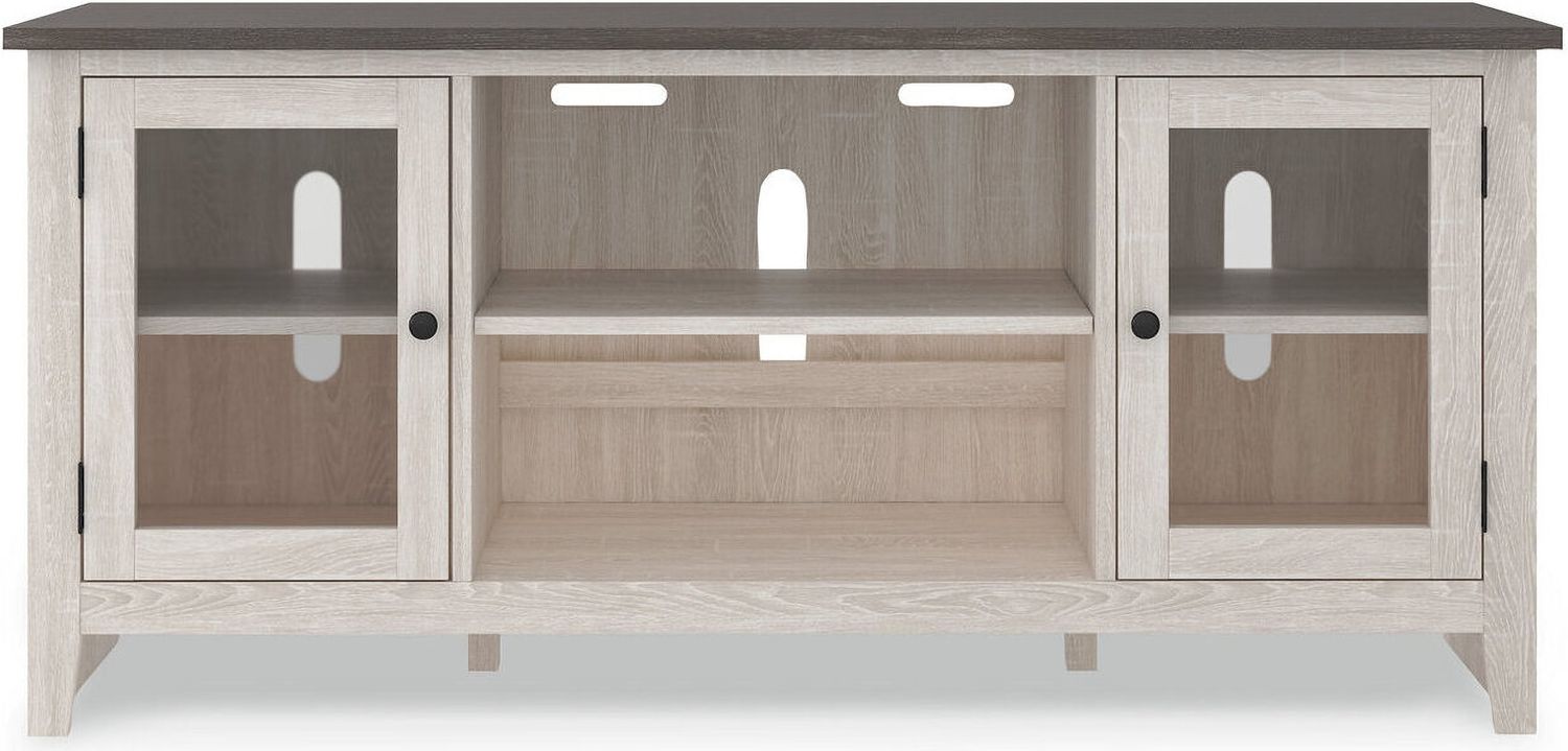 Dorrinson Antique White And Gray 60 Inch TV Stand With Electric Fireplace W287W2