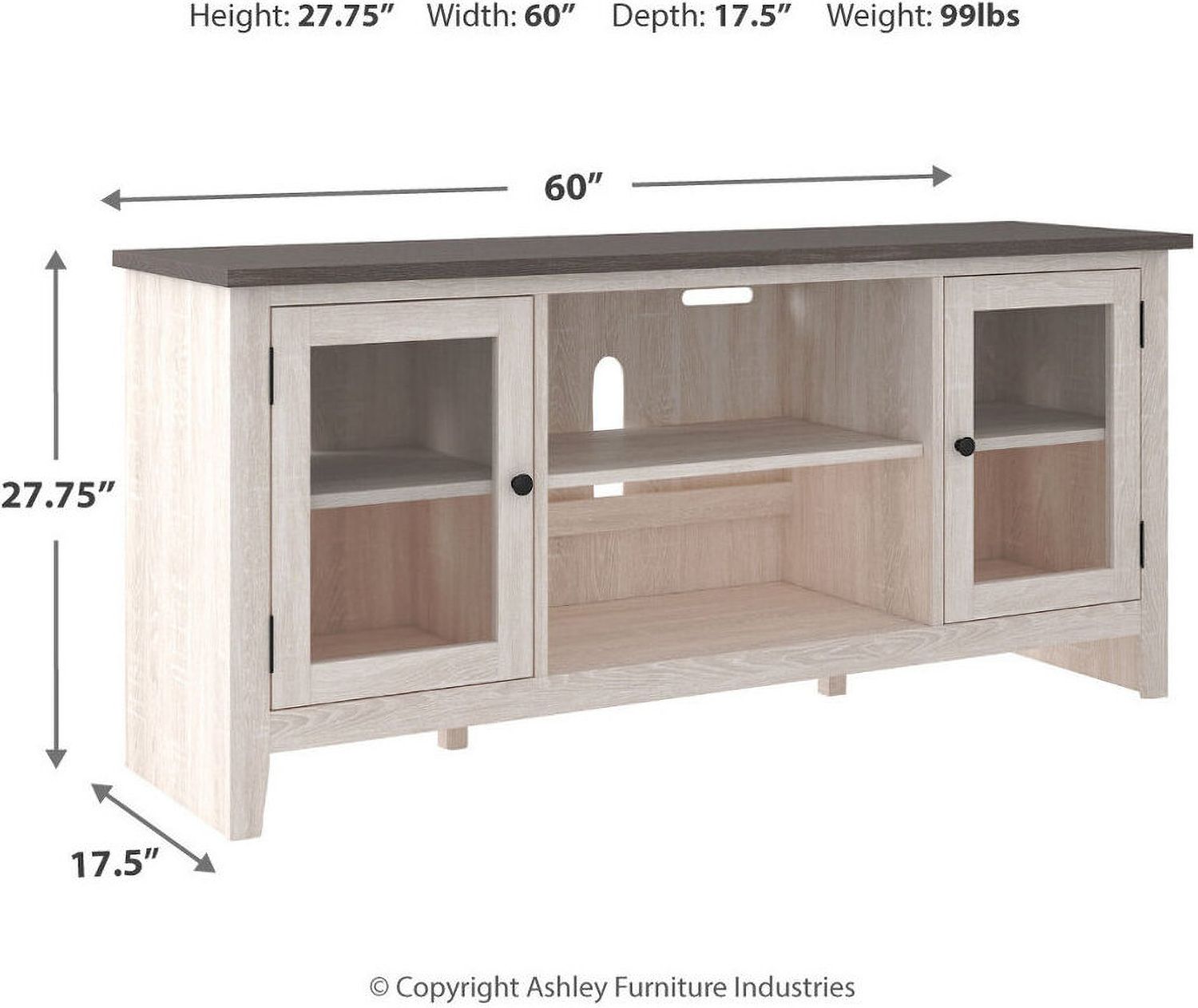 Dorrinson Antique White And Gray 60 Inch TV Stand With Electric Fireplace W287W2