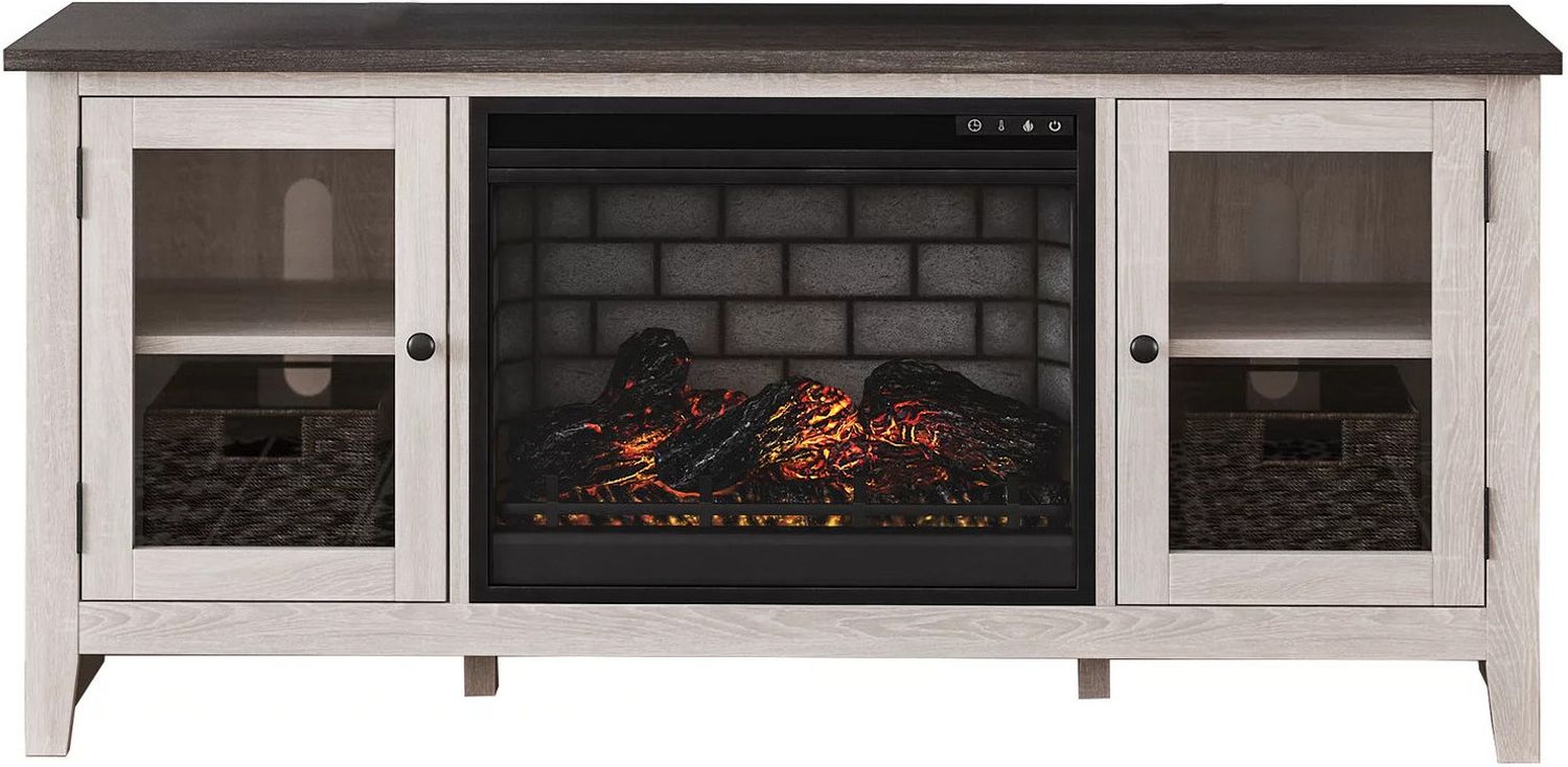 Dorrinson Two Tone 60 Inch TV Stand With Electric Fireplace W287W3