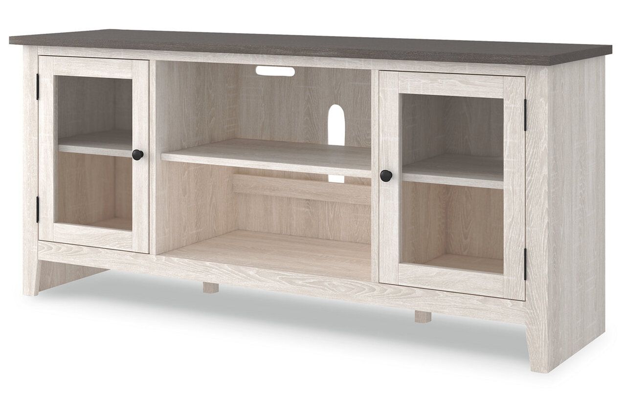 Dorrinson Two Tone 60 Inch TV Stand With Electric Fireplace W287W3