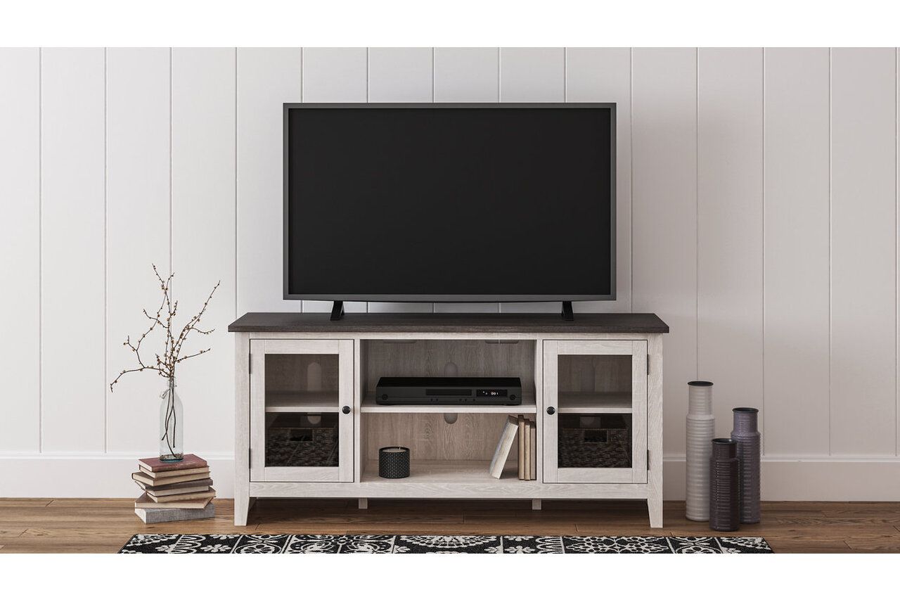 Dorrinson Two Tone 60 Inch TV Stand With Electric Fireplace W287W3