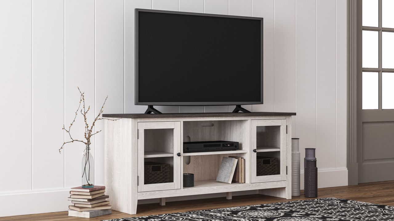Dorrinson Two Tone 60 Inch TV Stand With Electric Fireplace W287W3