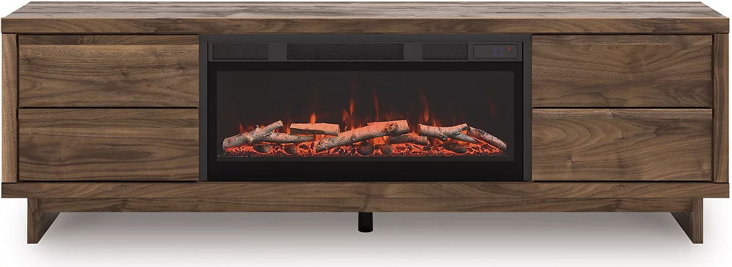 Zadilyn 72 Inch TV Stand with Electric Fireplace In Brown W3367W1