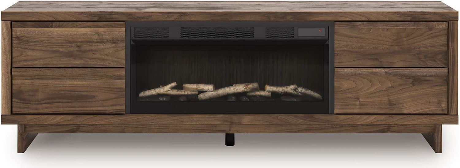 Zadilyn 72 Inch TV Stand with Electric Fireplace In Brown W3367W1