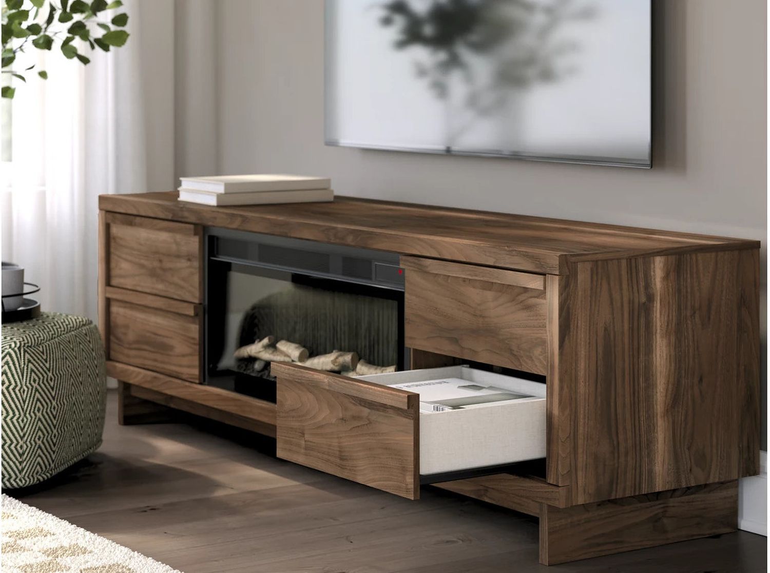 Zadilyn 72 Inch TV Stand with Electric Fireplace In Brown W3367W1