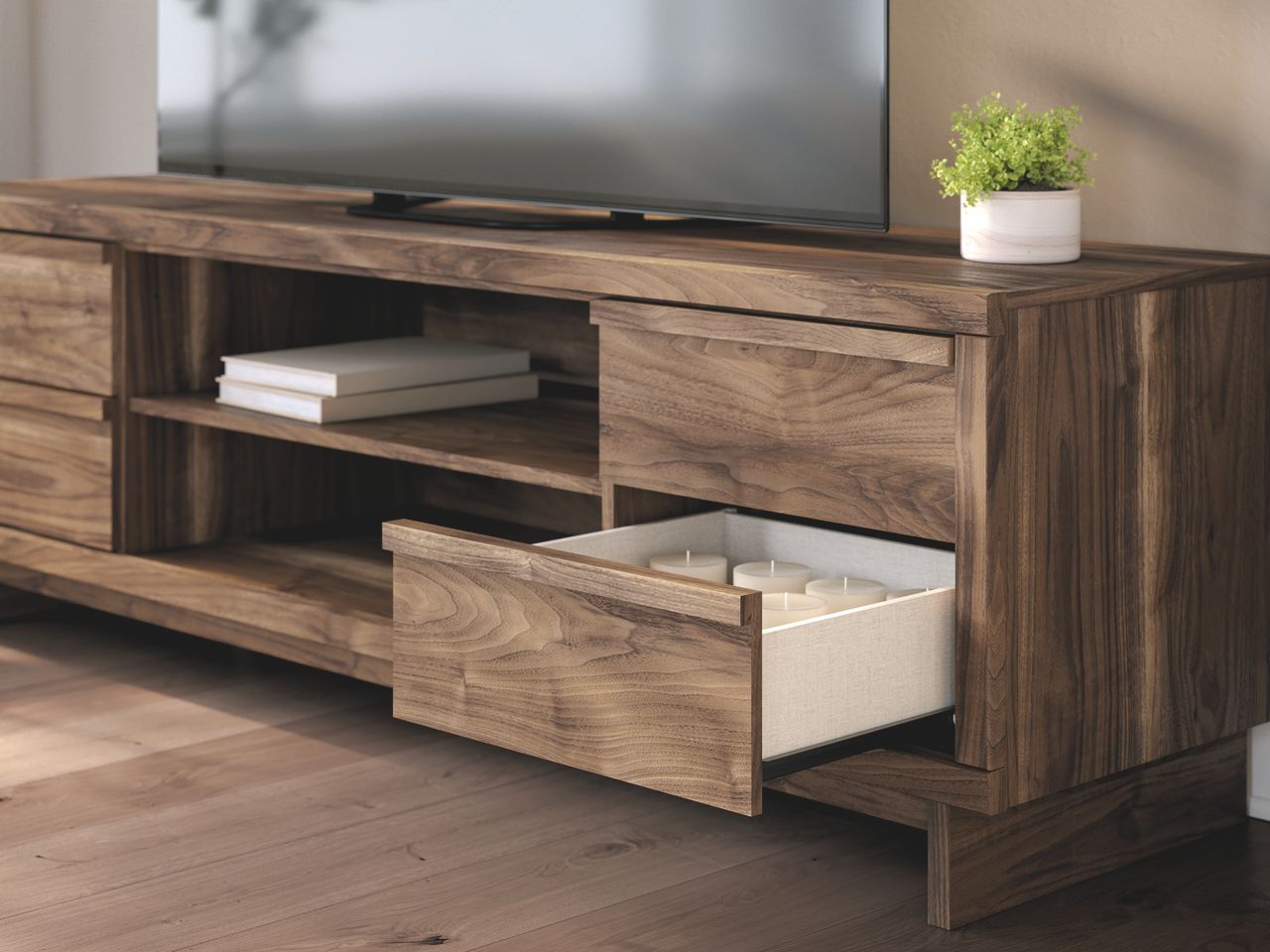 Zadilyn 72 Inch TV Stand with Electric Fireplace In Brown W3367W1