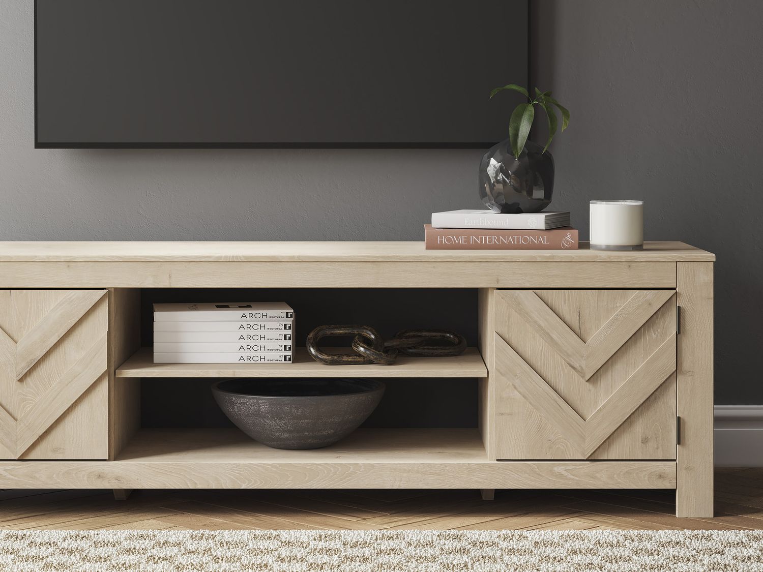 Cayboni 71 Inch TV Stand In Tan W378768