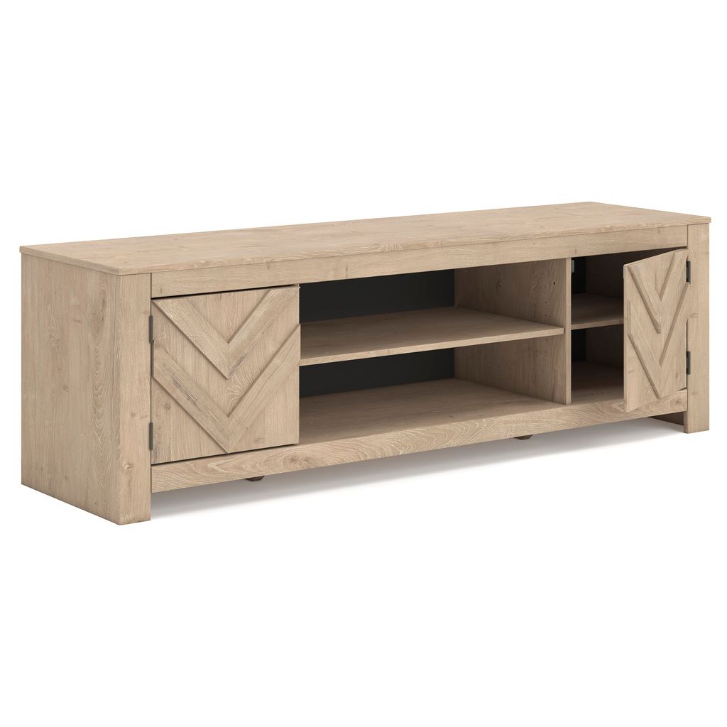 Cayboni 71 Inch TV Stand with Electric Fireplace In Tan W3787W1