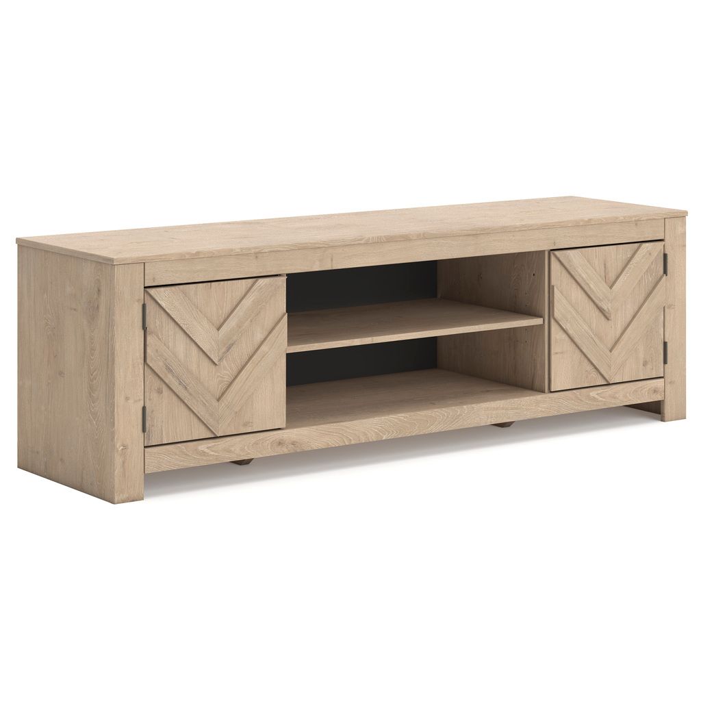 Cayboni 71 Inch TV Stand with Electric Fireplace In Tan W3787W1