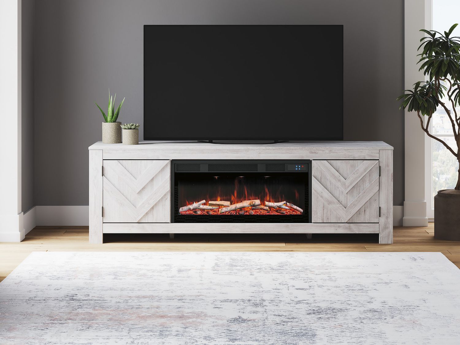 Cayboni 71 Inch TV Stand In White Wash W378868