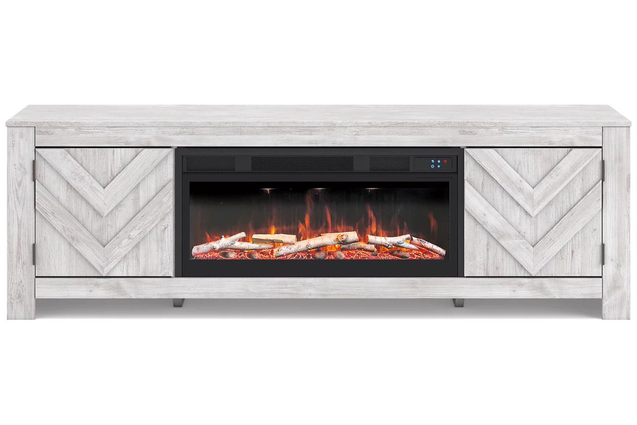 Cayboni 71 Inch TV Stand with Electric Fireplace In White Wash W3788W1