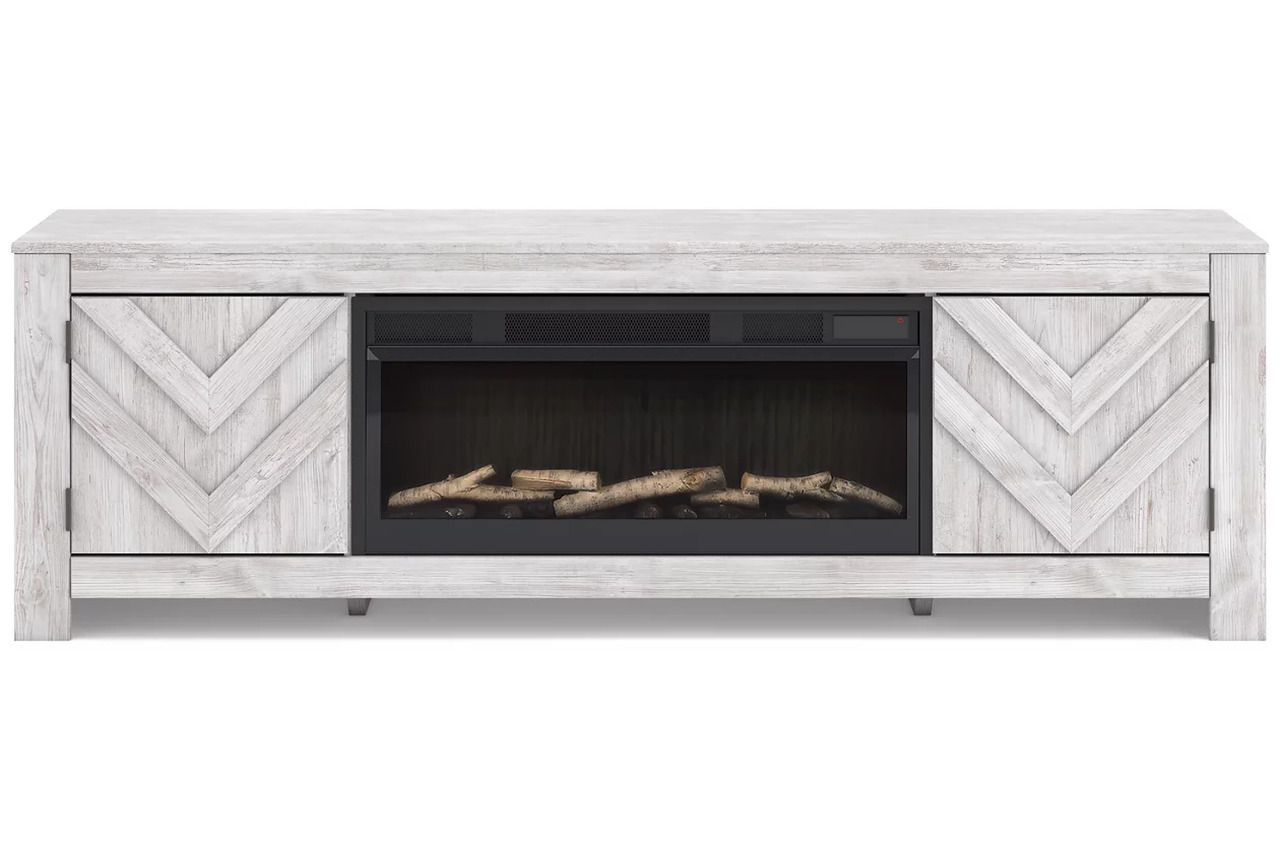 Cayboni 71 Inch TV Stand with Electric Fireplace In White Wash W3788W1