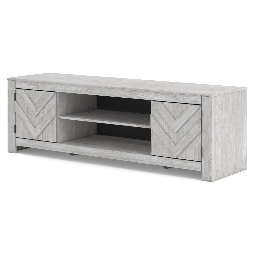 Cayboni 71 Inch TV Stand with Electric Fireplace In White Wash W3788W1