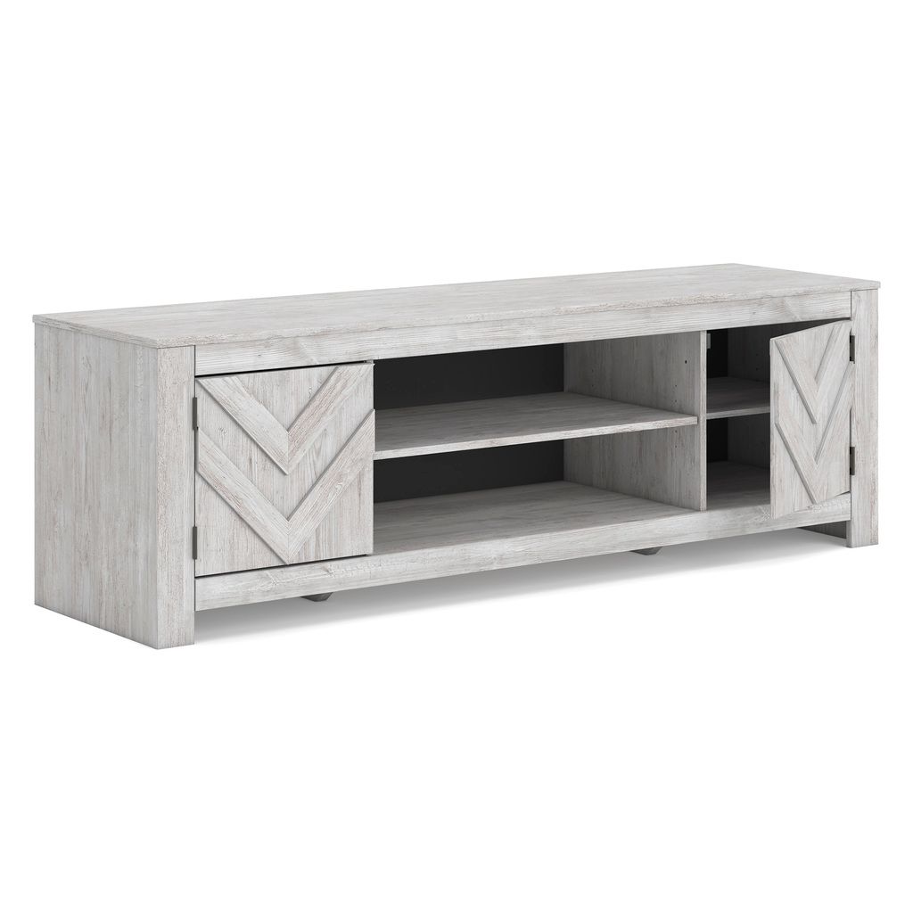 Cayboni 71 Inch TV Stand with Electric Fireplace In White Wash W3788W1