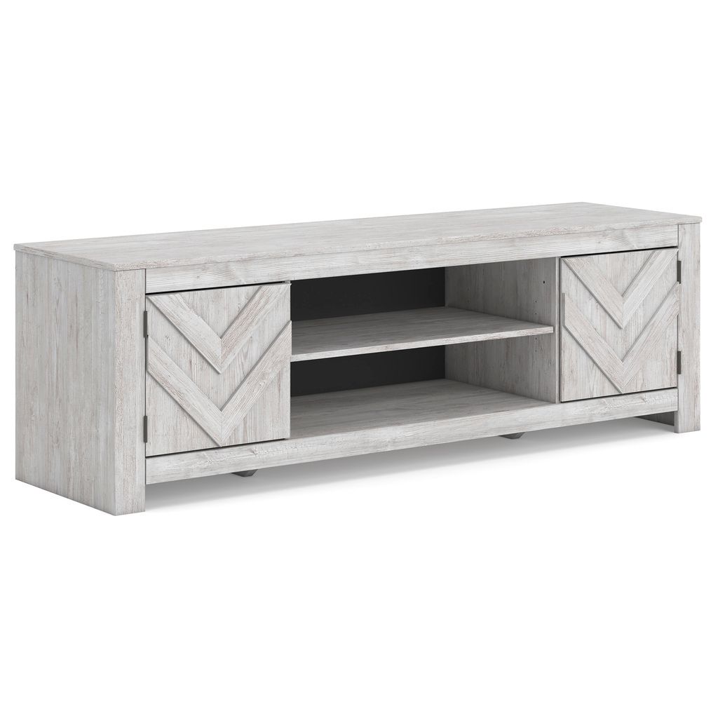 Cayboni 71 Inch TV Stand with Electric Fireplace In White Wash W3788W1