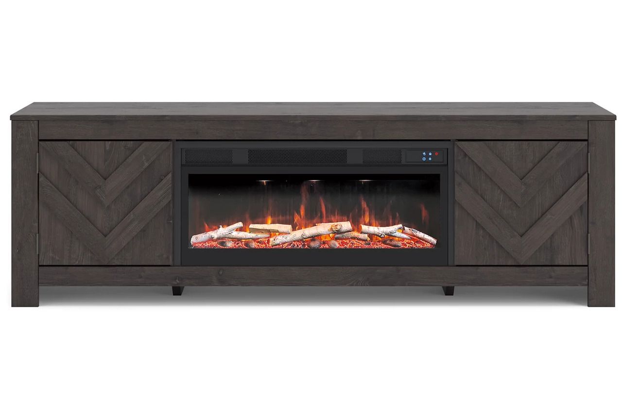 Cayboni 71 Inch TV Stand with Electric Fireplace In Black W3789W1