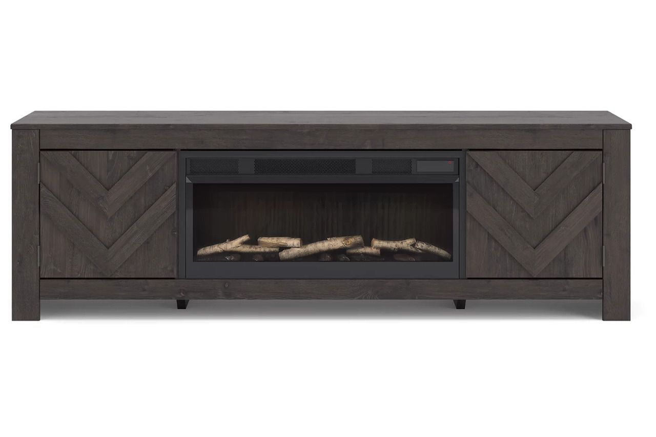 Cayboni 71 Inch TV Stand with Electric Fireplace In Black W3789W1