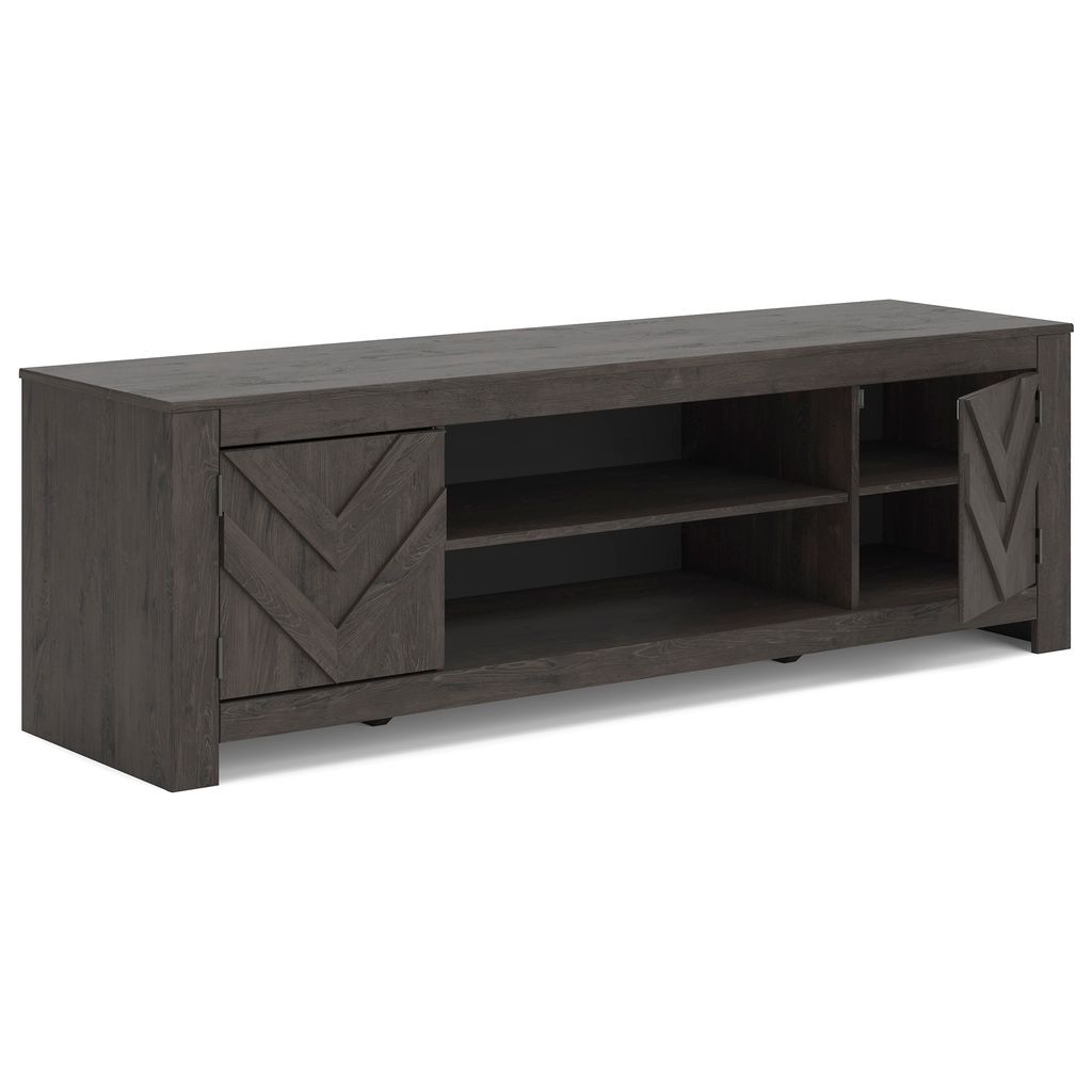 Cayboni 71 Inch TV Stand with Electric Fireplace In Black W3789W1