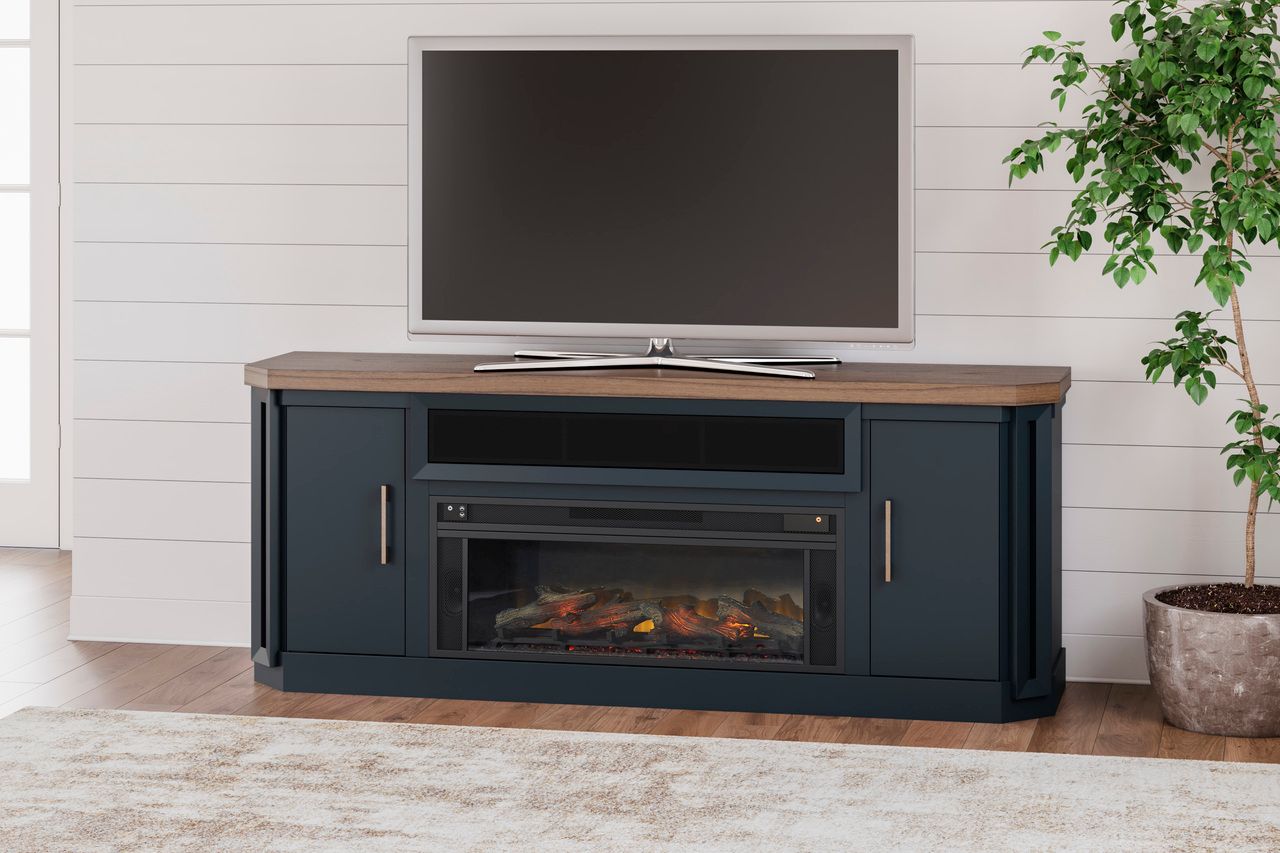 Landocken Brown And Blue Xl Tv Stand With Fireplace Option W40268