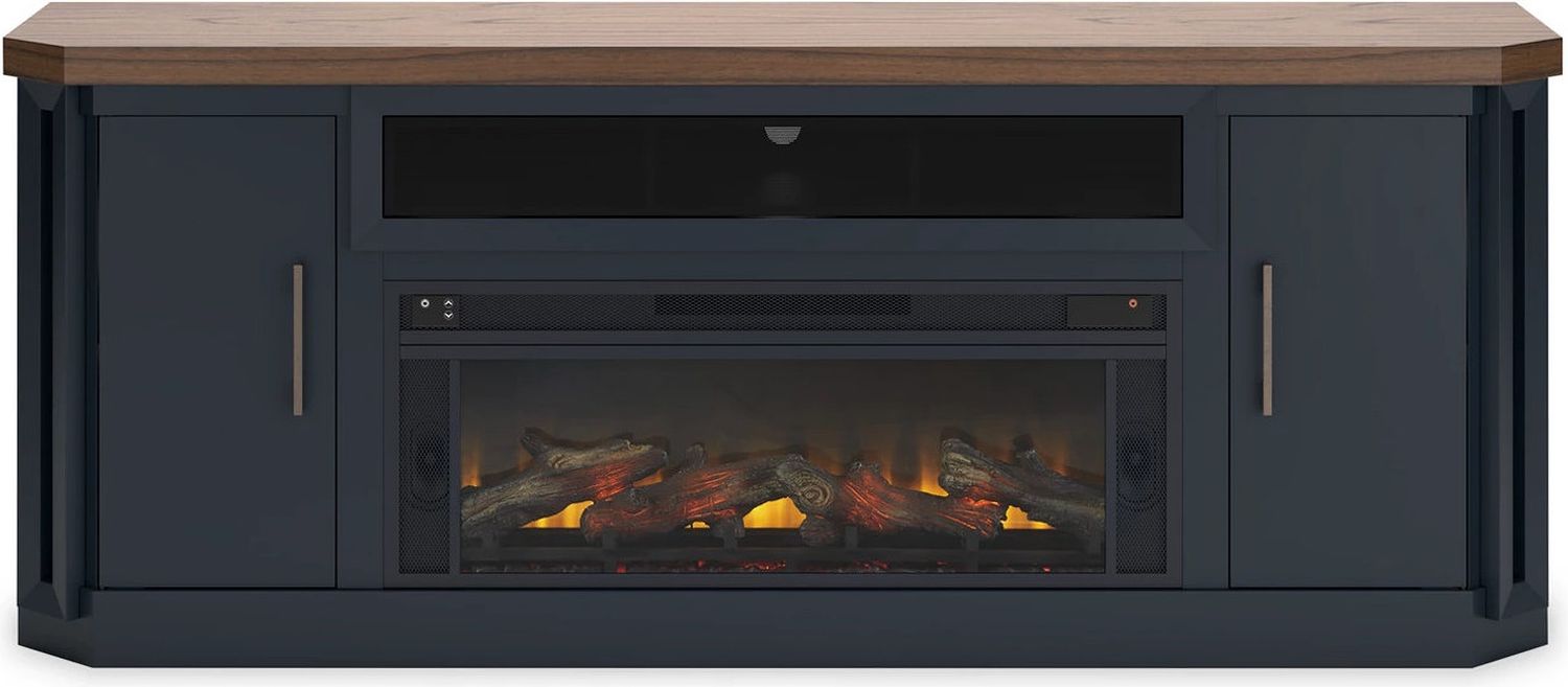 Landocken 83" TV Stand with Electric Fireplace In Two-tone W402W1