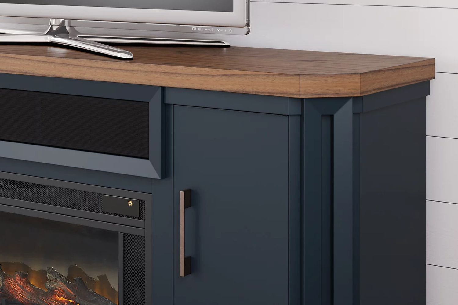 Landocken 83" TV Stand with Electric Fireplace In Two-tone W402W1