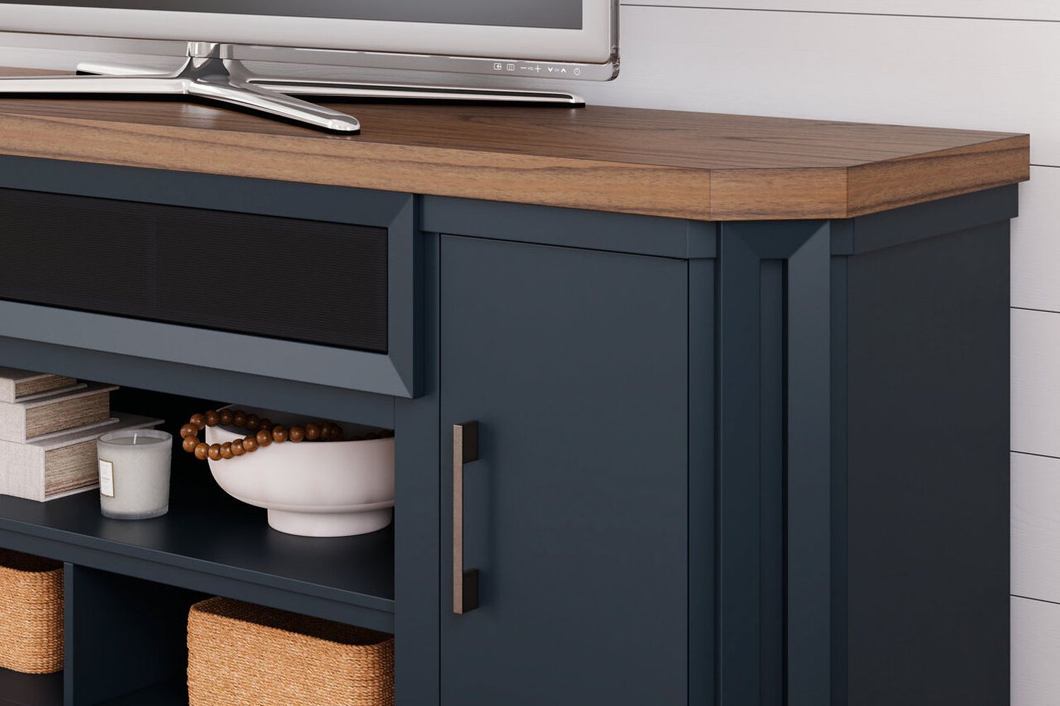 Landocken 83" TV Stand with Electric Fireplace In Two-tone W402W1