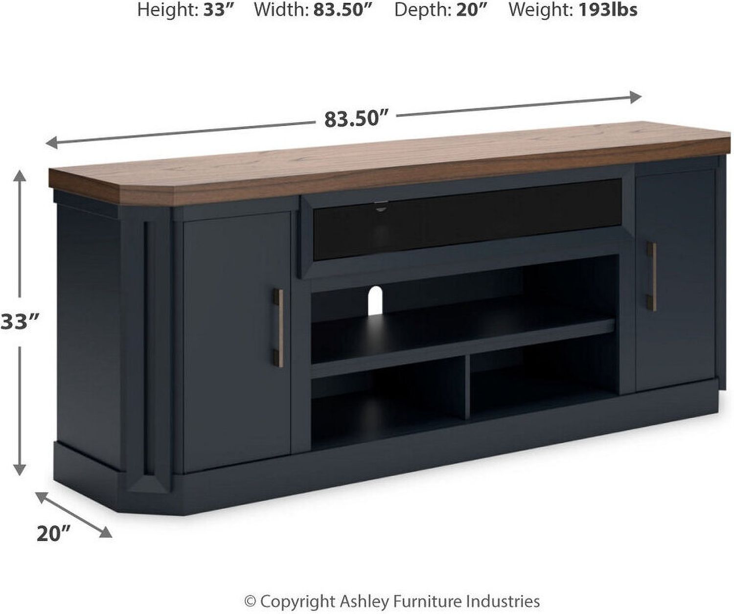 Landocken 83" TV Stand with Electric Fireplace In Two-tone W402W1