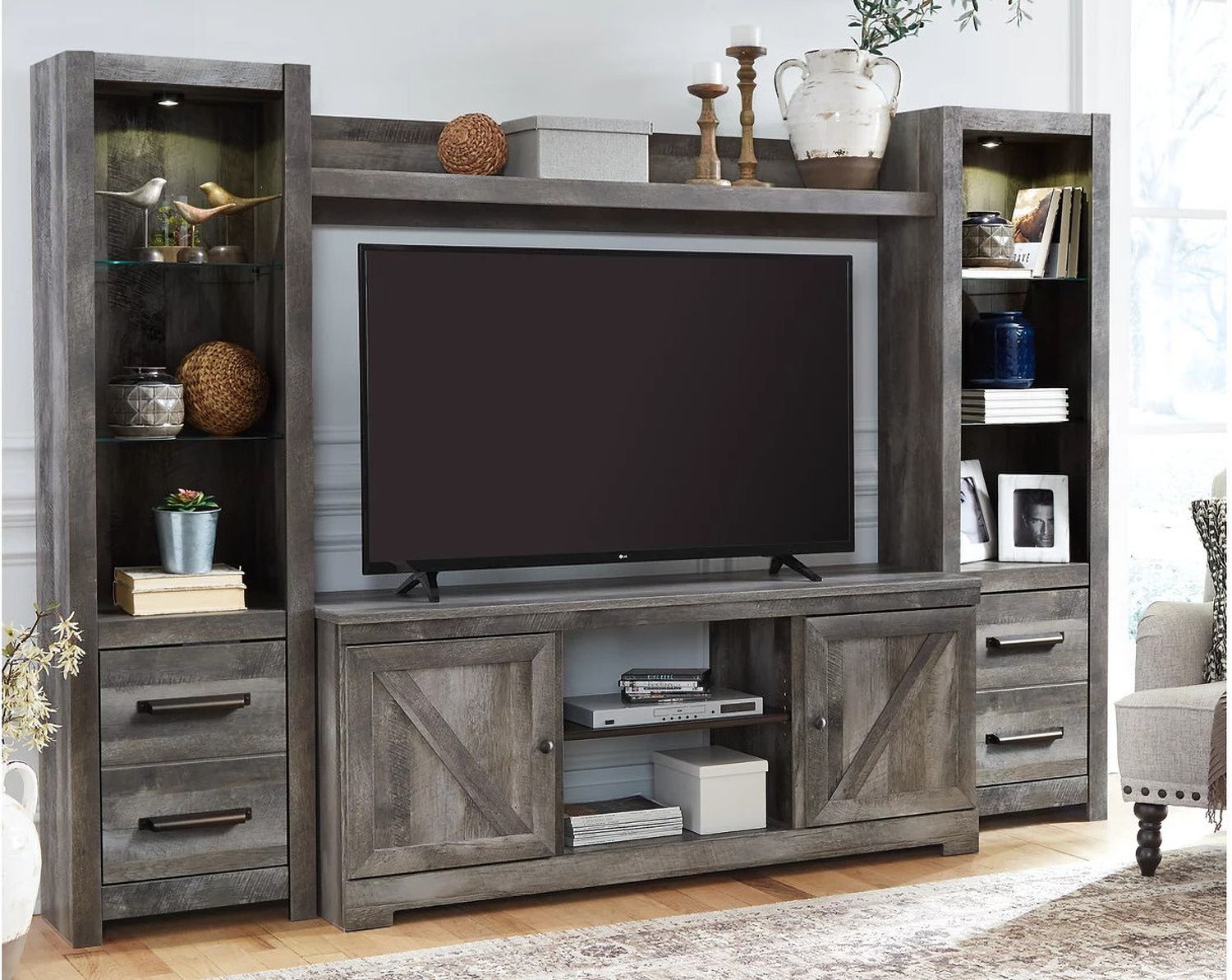 Wynnlow 4-Piece Entertainment Center In Gray W440W2